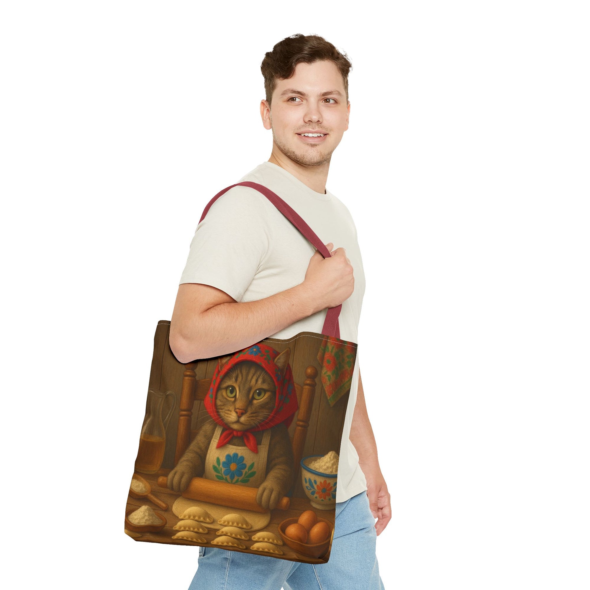 Slovak Babka Cat Making Pirohy Tote Bag