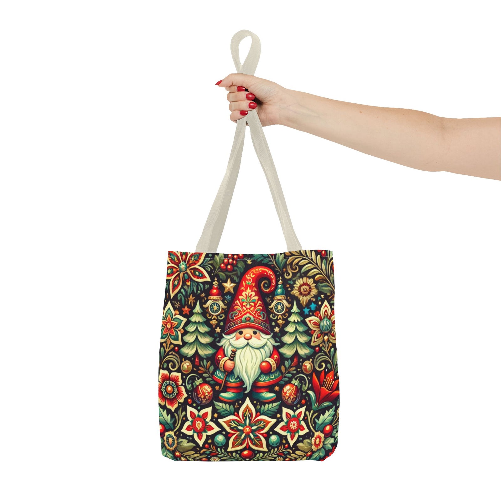 Christmas Gnome Festive Holiday Polish Folk Art Pattern Tote Bag