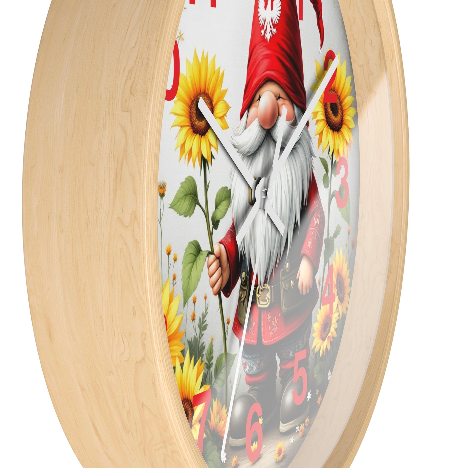 Holiday Sunflower Polish Gnome Wall Clock