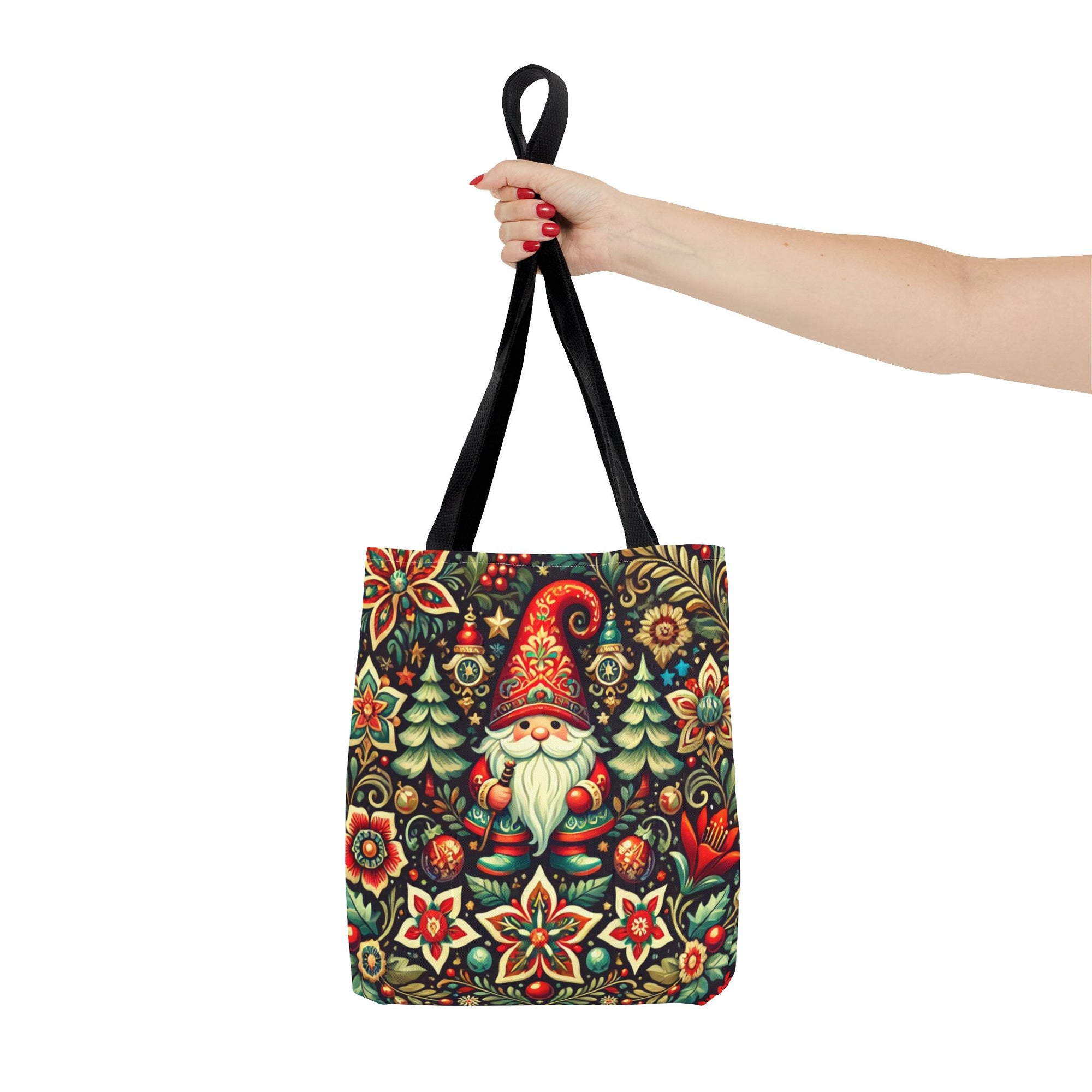 Christmas Gnome Festive Holiday Polish Folk Art Pattern Tote Bag