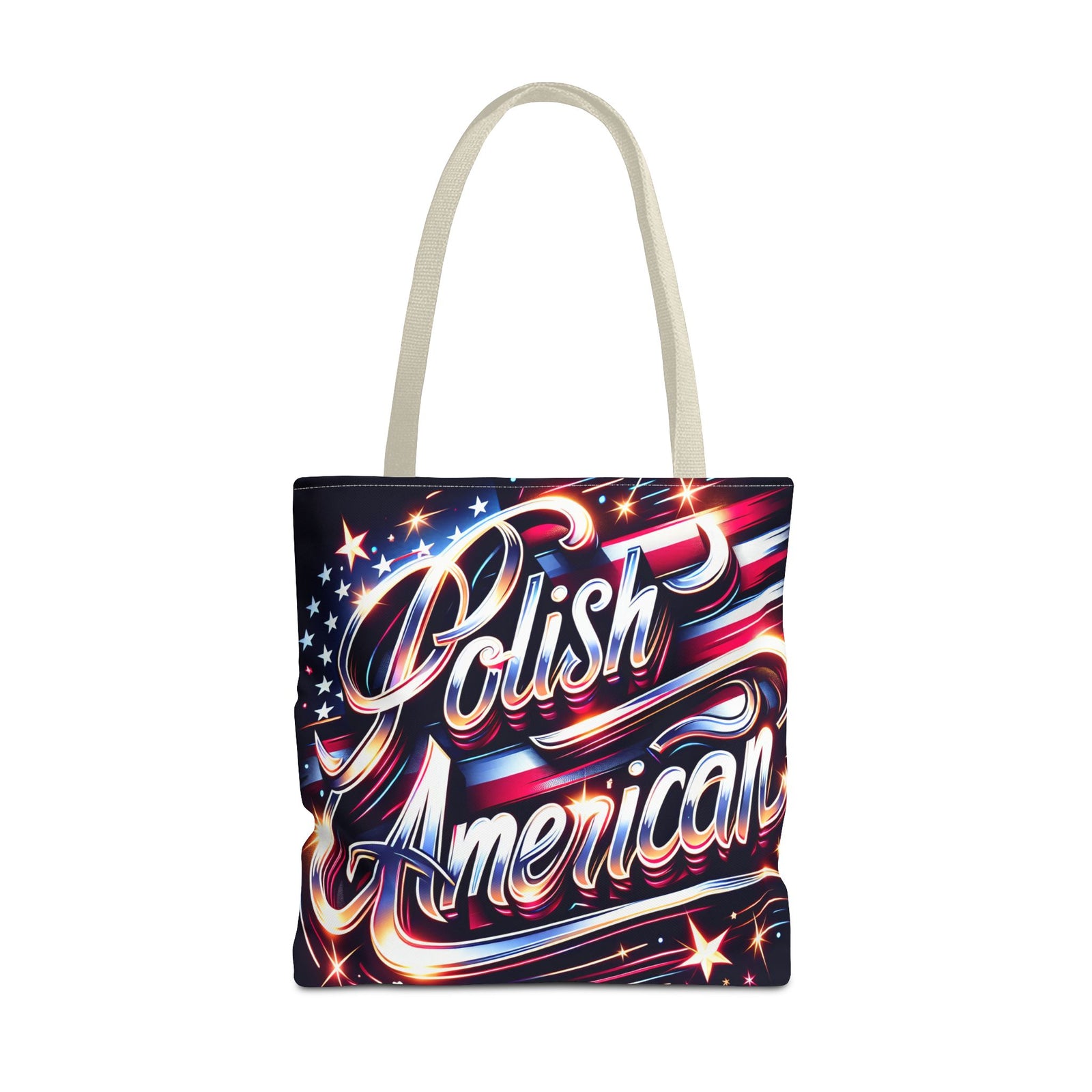 Polish American Patriotic Tote Bag - USA Flag Shoulder Bag for Independence Day
