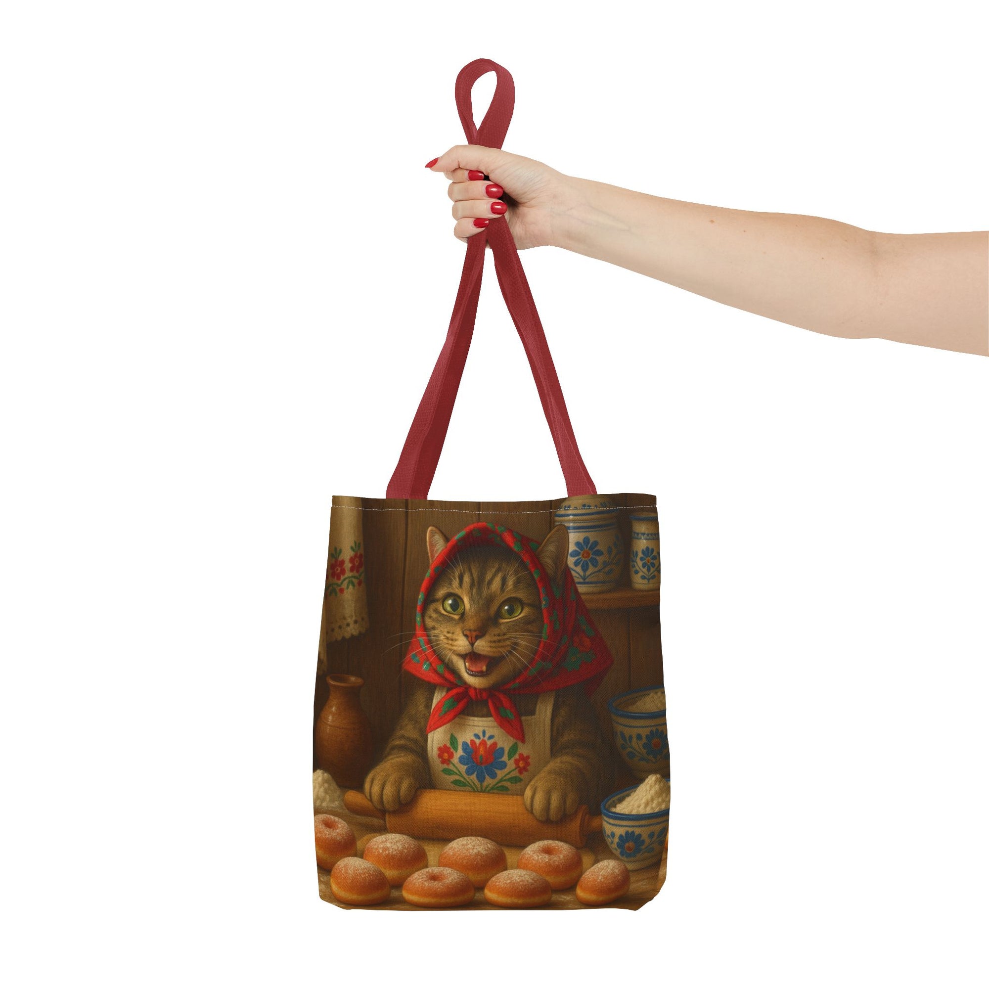 Babushka Cat Making Paczki Polish Donuts Tote Bag