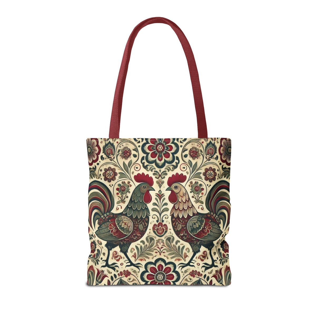 Retro Themed Polish Wycinanki Rooster Pattern Folk Art Tote Bag