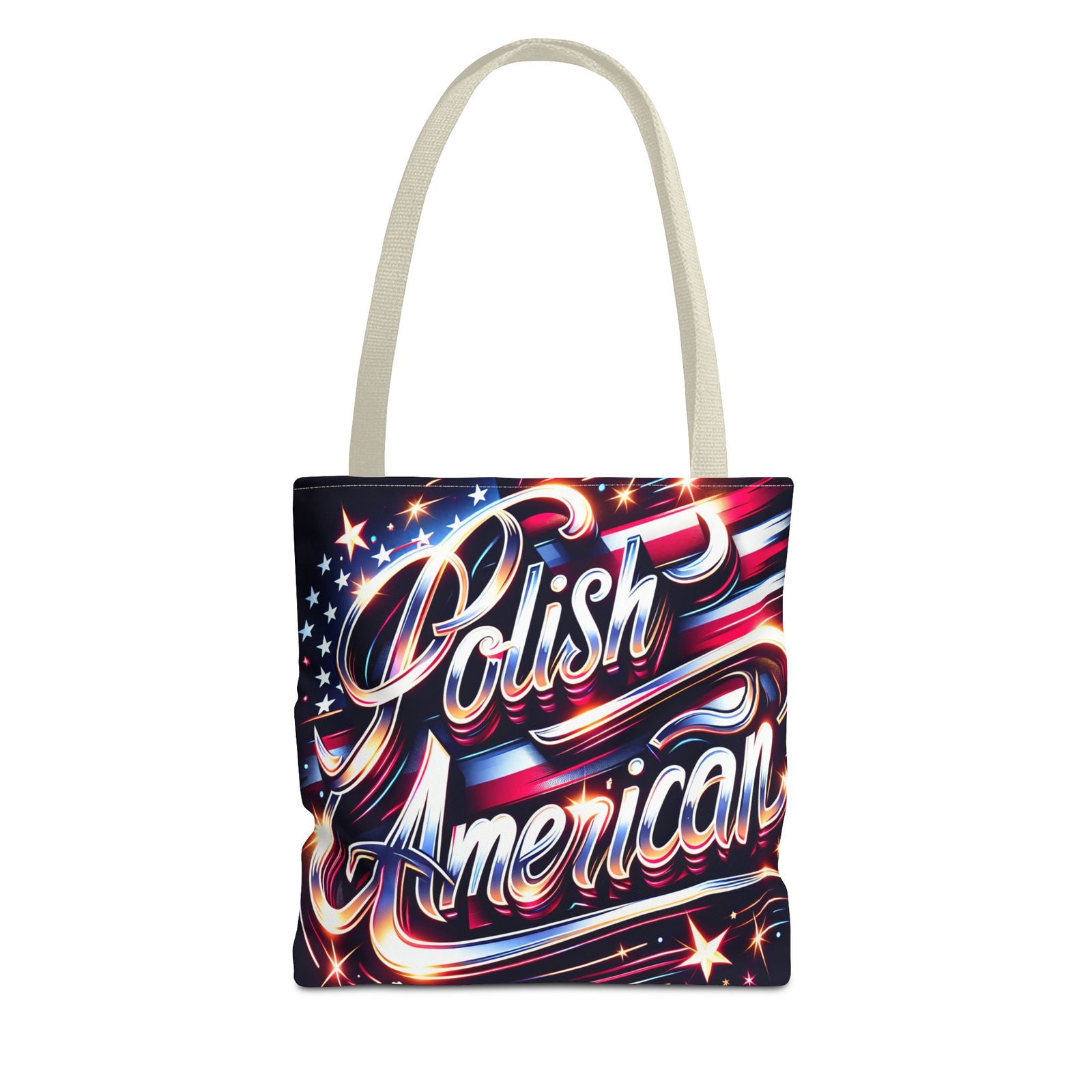 Polish American Patriotic Tote Bag - USA Flag Shoulder Bag for Independence Day