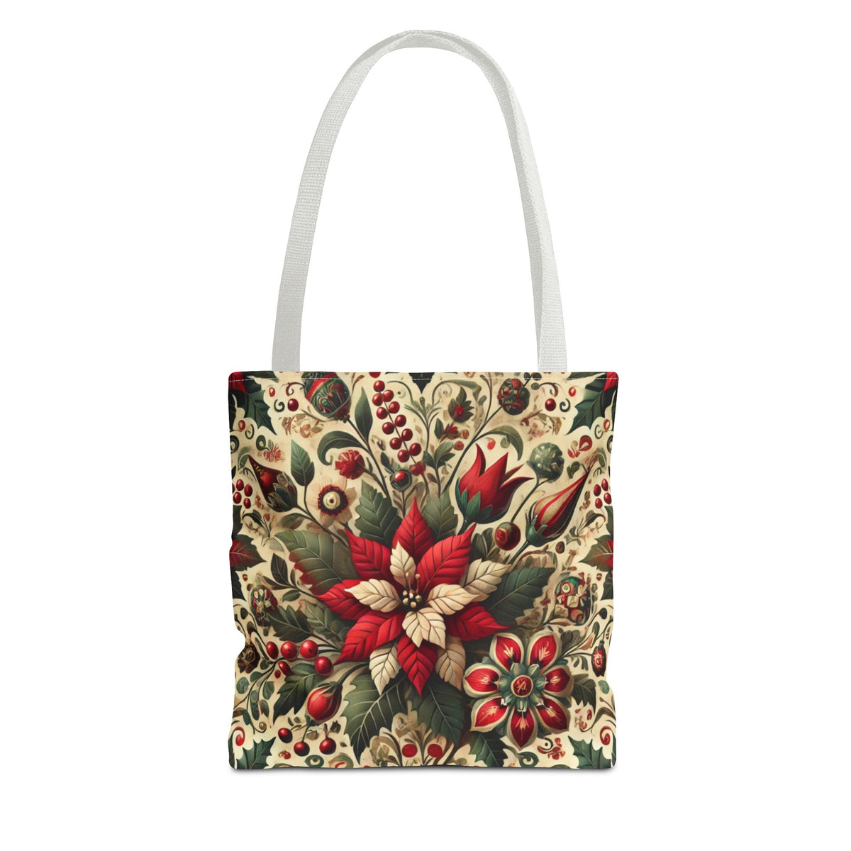 Christmas Poinsettia Floral Art Holiday Tote Bag