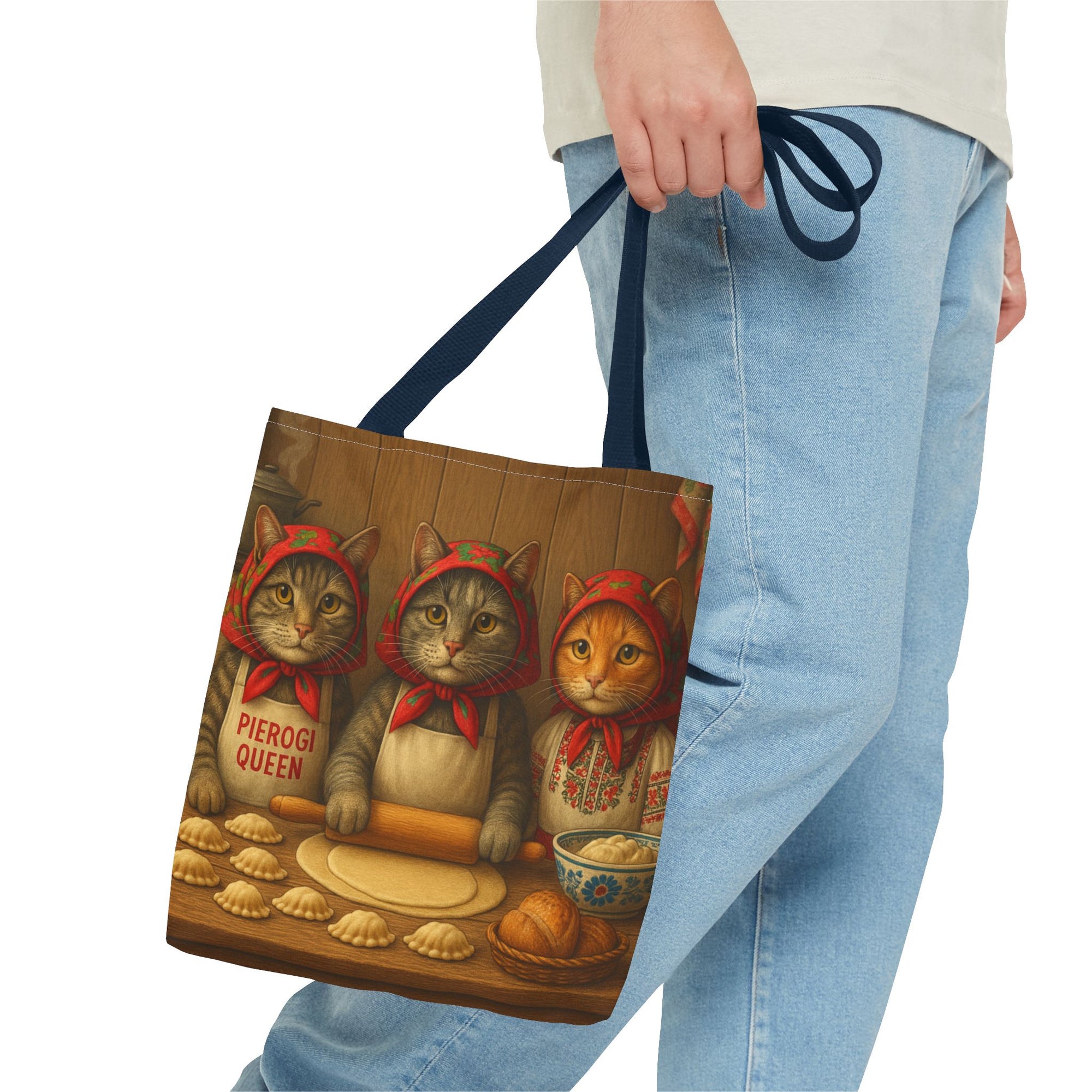 Babcia Cat Trio Making Pierogi Tote Bag