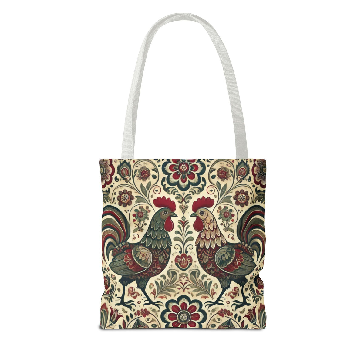 Retro Themed Polish Wycinanki Rooster Pattern Folk Art Tote Bag
