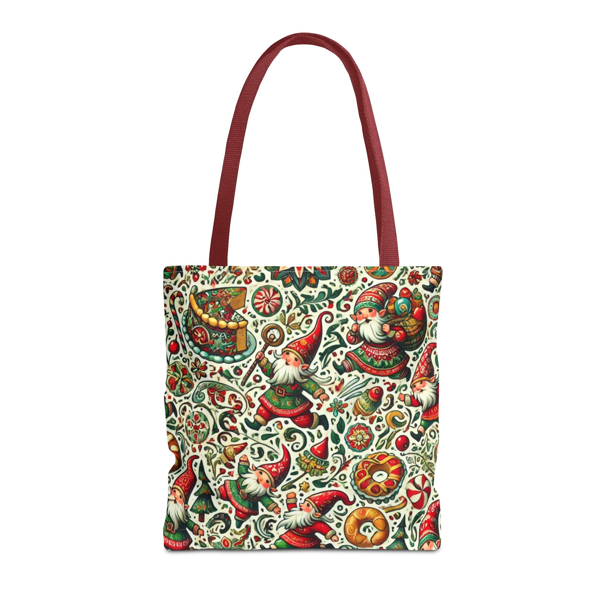 Christmas Gnomes Food Fight Whimsical Holiday Tote Bag
