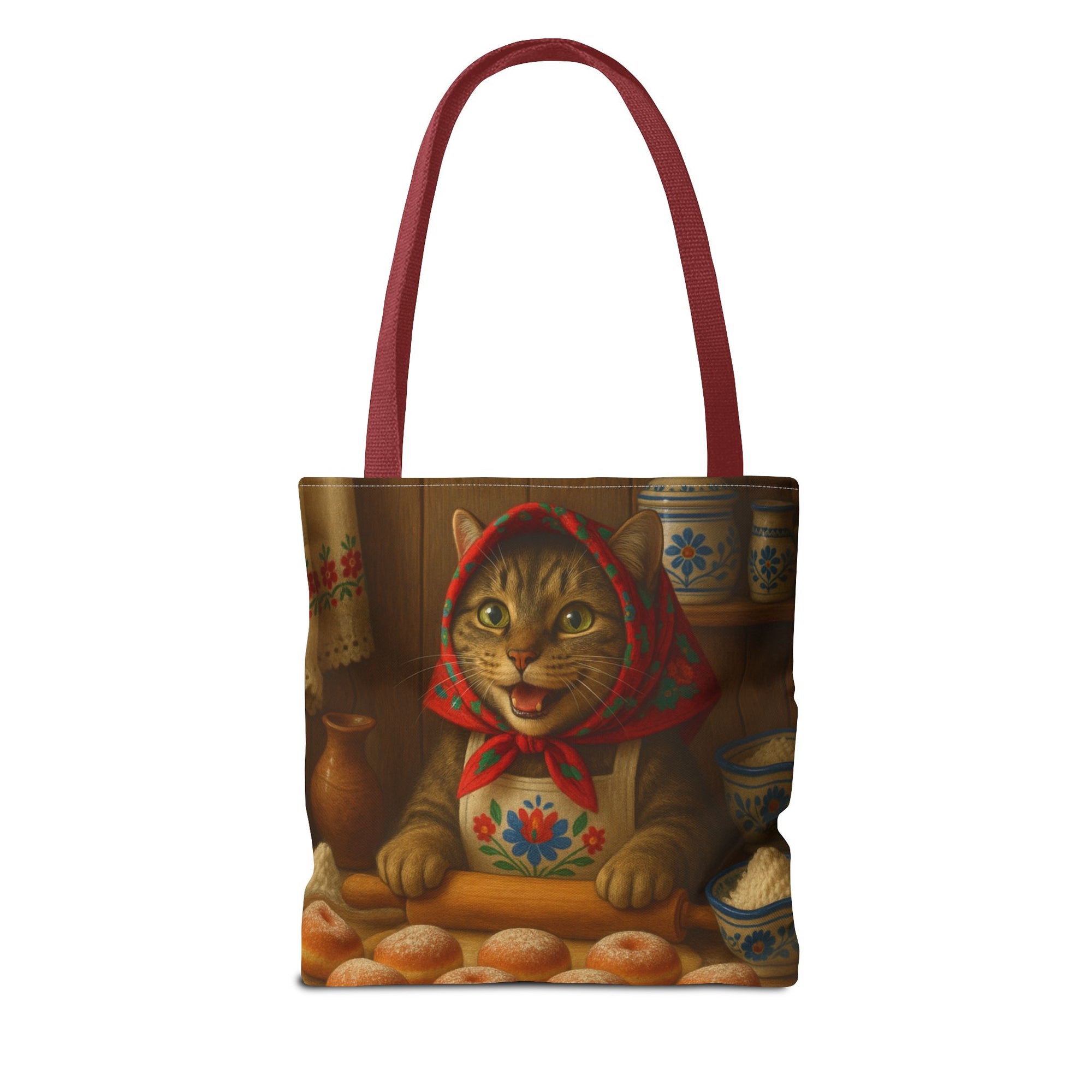 Babushka Cat Making Paczki Polish Donuts Tote Bag