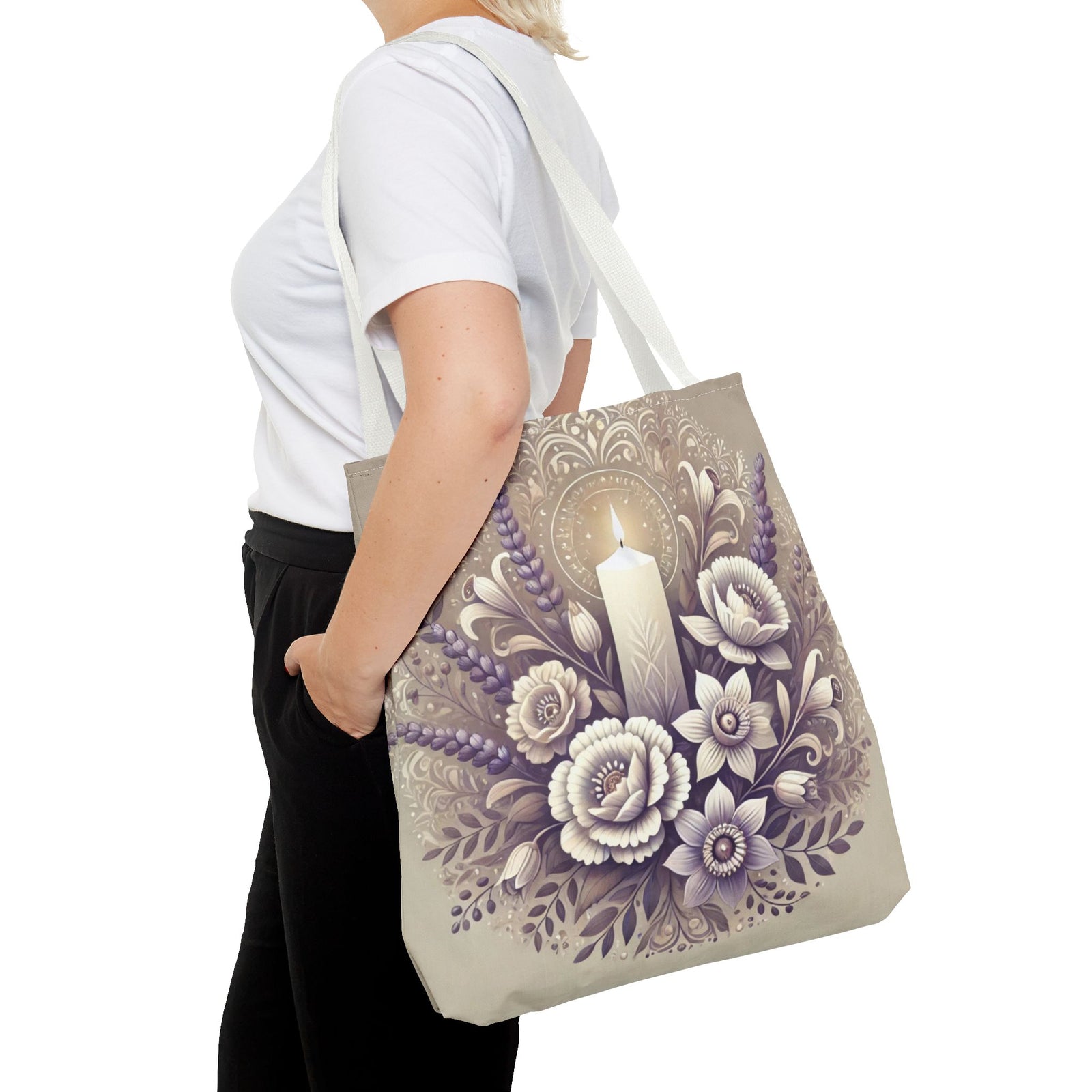 All Saints Day Religious Floral Folk Art Tote Bag