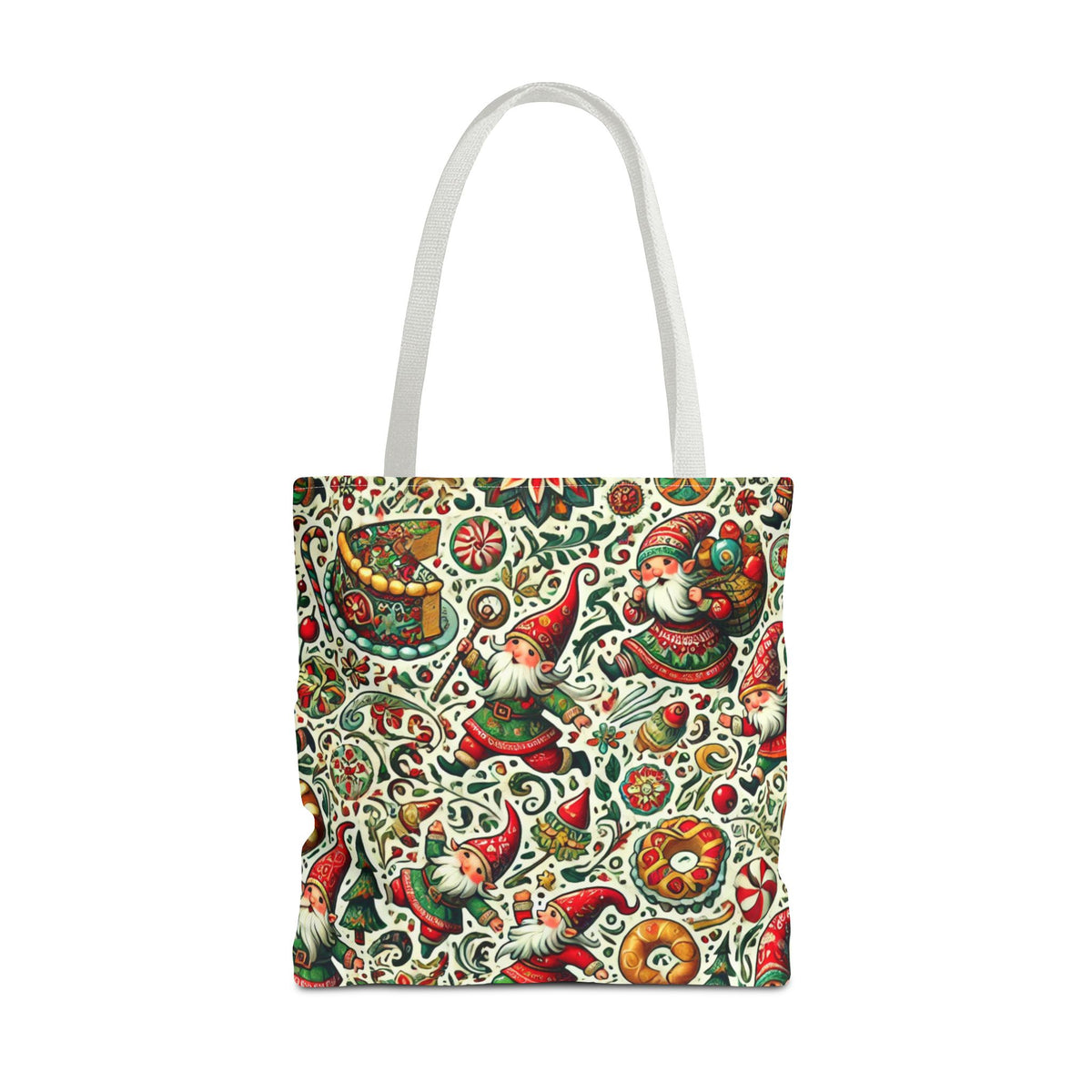 Christmas Gnomes Food Fight Whimsical Holiday Tote Bag