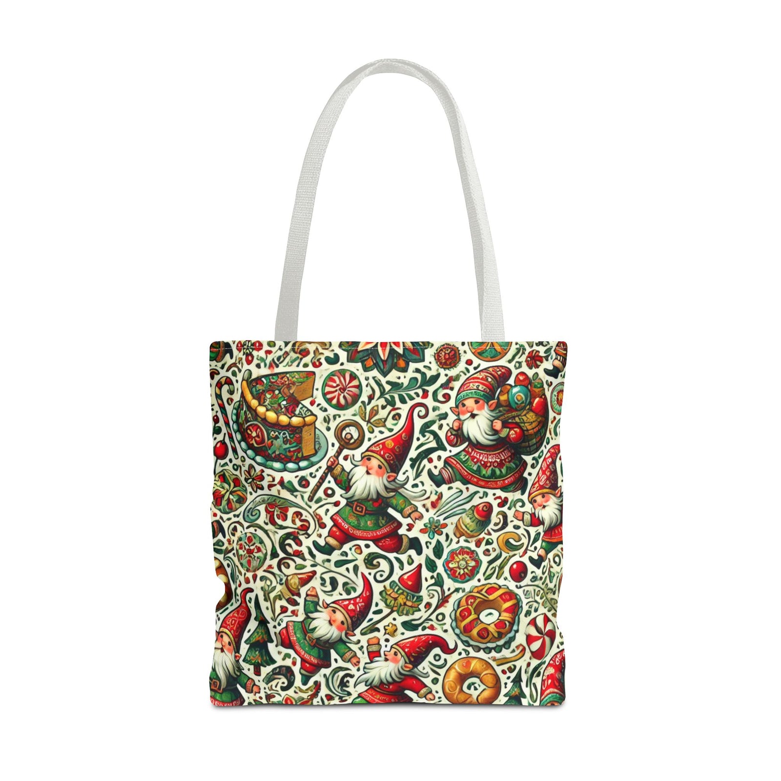 Christmas Gnomes Food Fight Whimsical Holiday Tote Bag