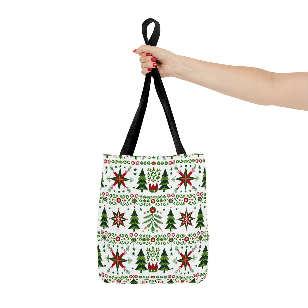 Polish Christmas Folk Art Pattern Stars Pines &amp; Florals Tote Bag