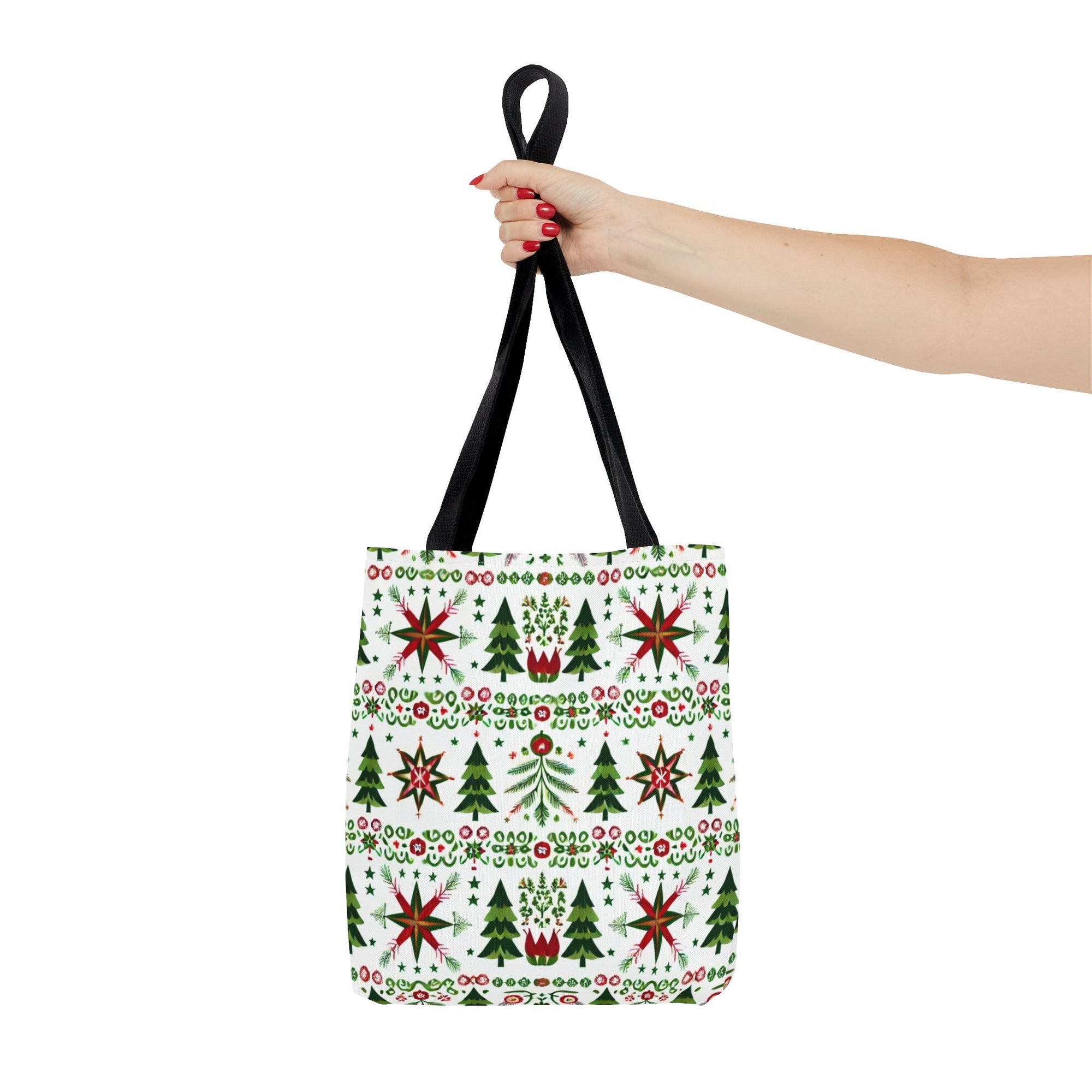 Polish Christmas Folk Art Pattern Stars Pines & Florals Tote Bag