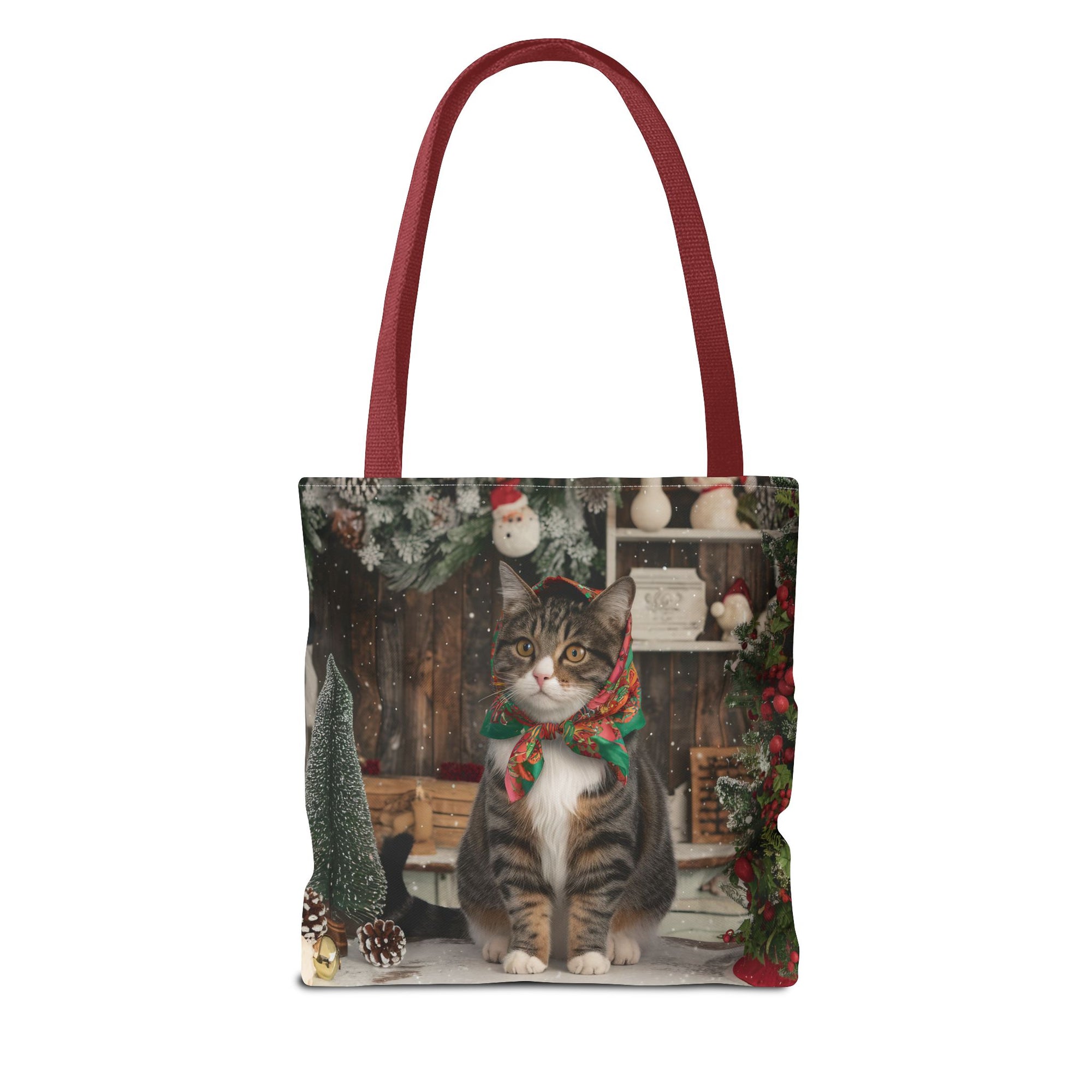 Babushka Cat Holiday Christmas Tote Bag