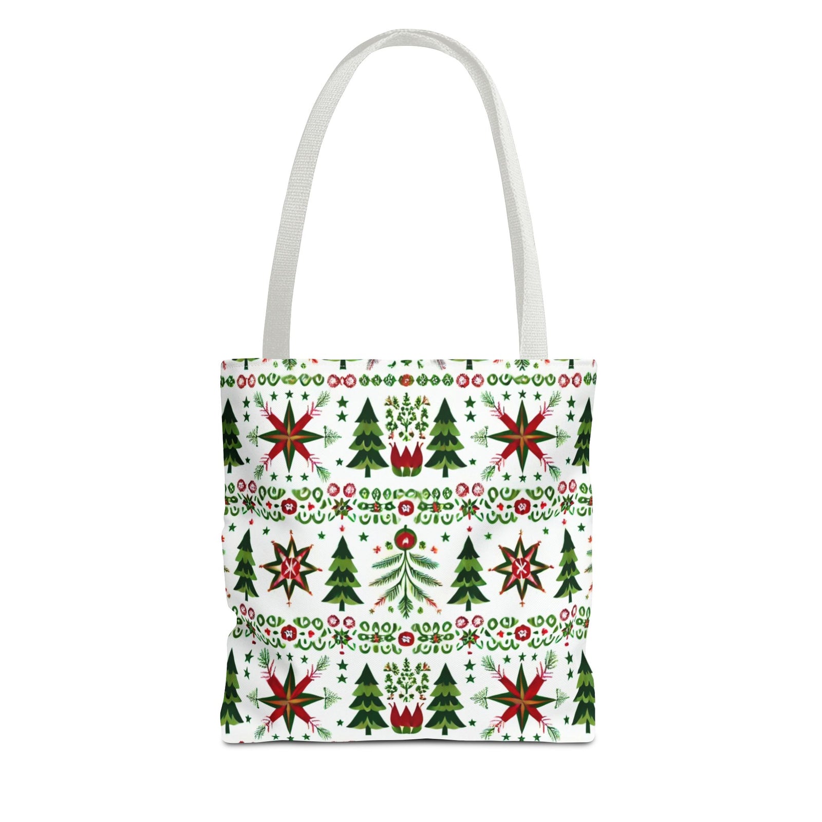 Polish Christmas Folk Art Pattern Stars Pines & Florals Tote Bag