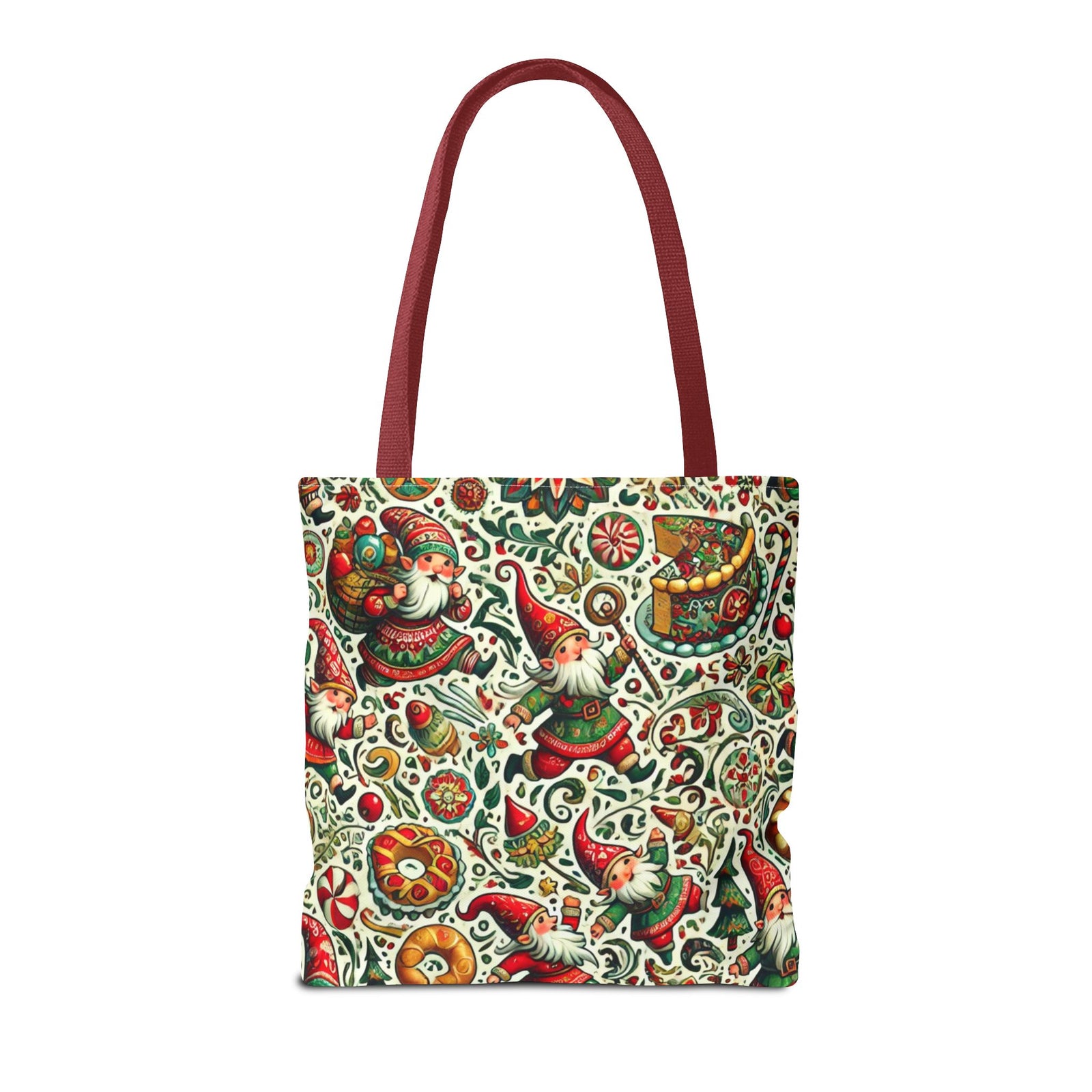 Christmas Gnomes Food Fight Whimsical Holiday Tote Bag