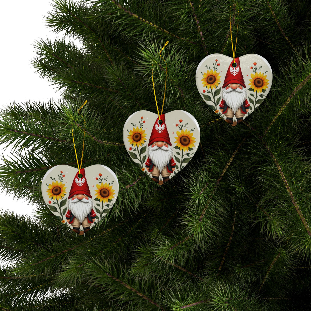 Poland Gnome Sunflower Ceramic Ornaments