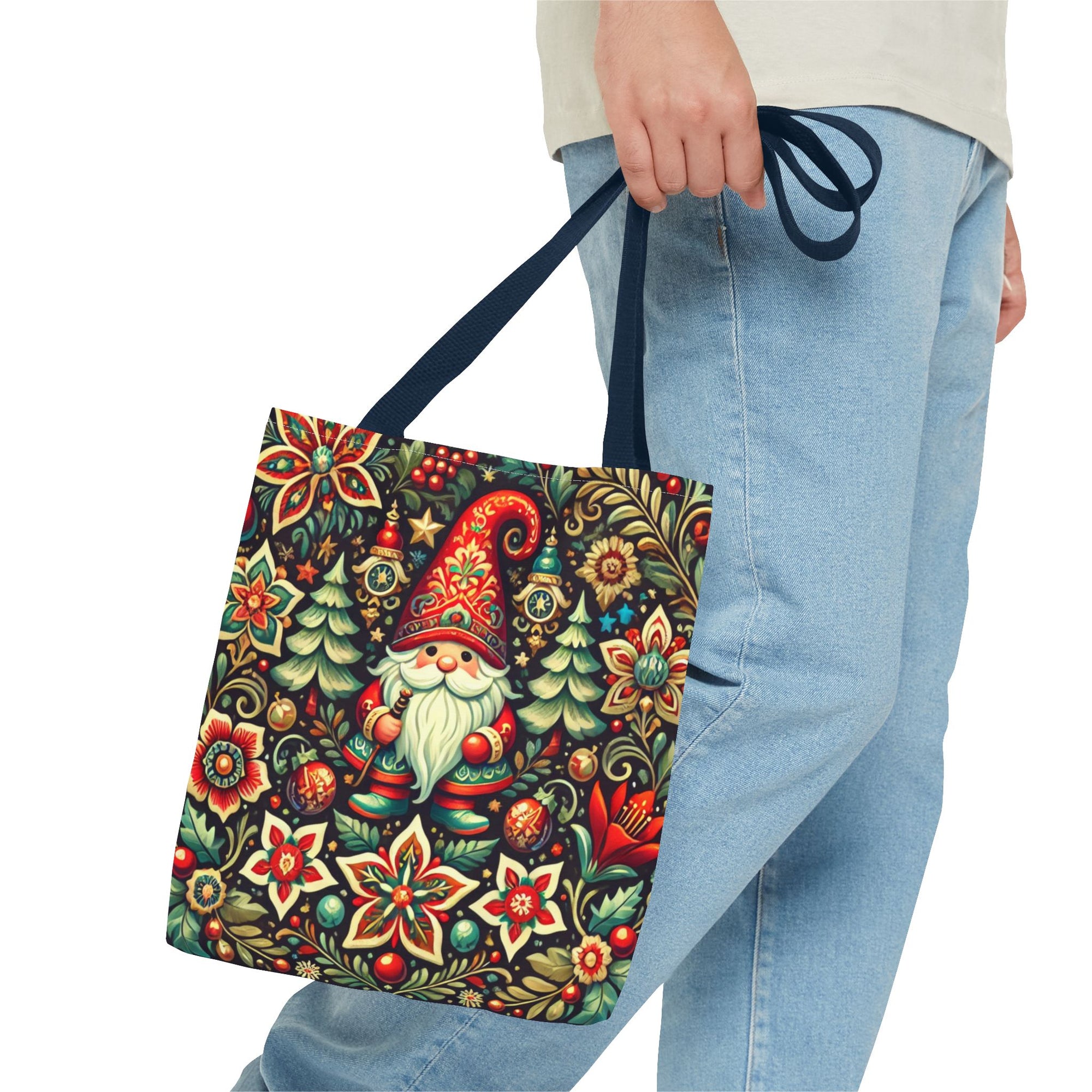 Christmas Gnome Festive Holiday Polish Folk Art Pattern Tote Bag
