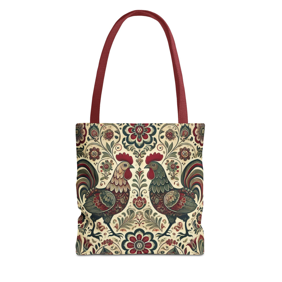 Retro Themed Polish Wycinanki Rooster Pattern Folk Art Tote Bag
