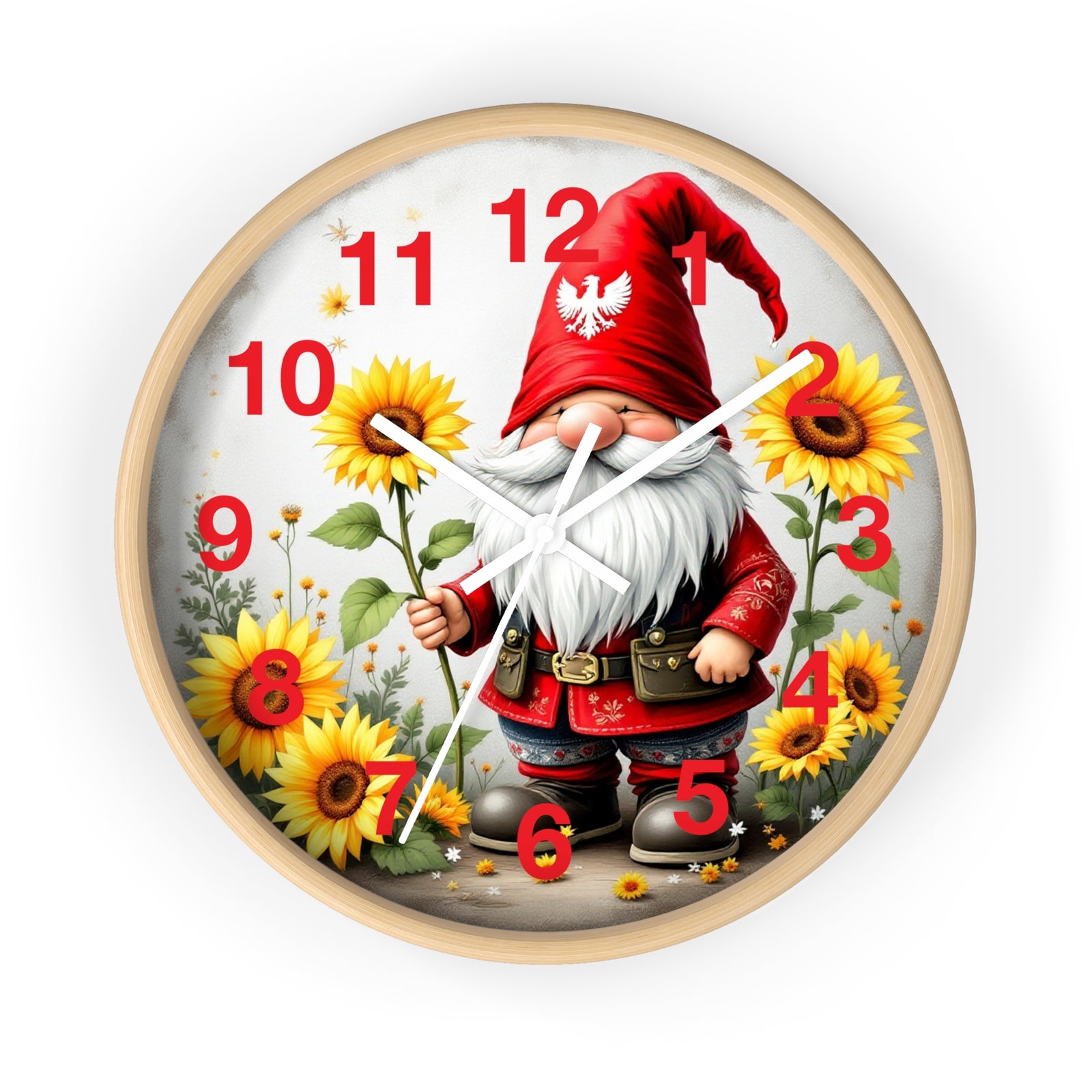 Holiday Sunflower Polish Gnome Wall Clock