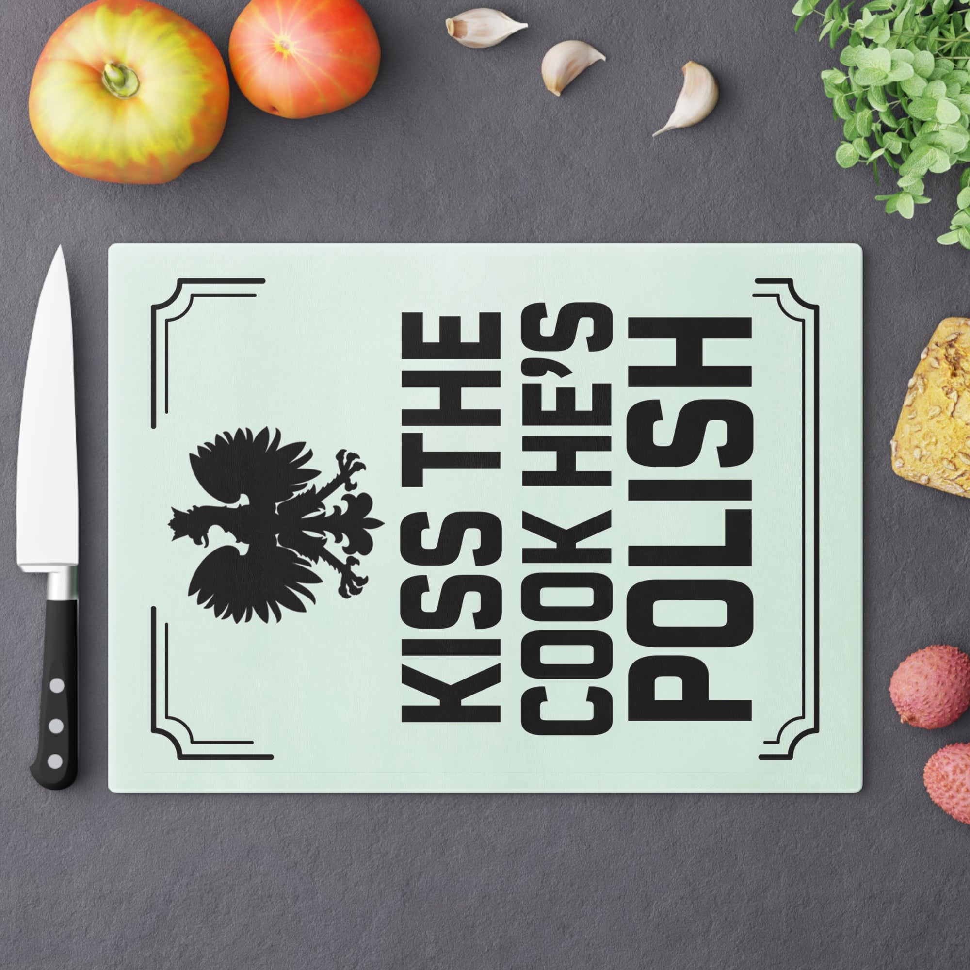 Kiss the Cook He's Polish Cutting Board