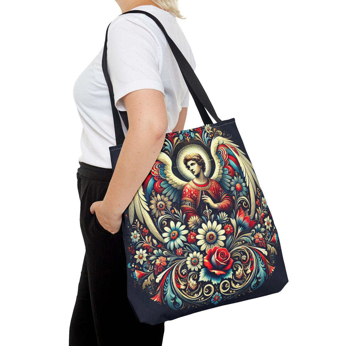 Archangel Michael Polish Floral Folk Art Tote Bag