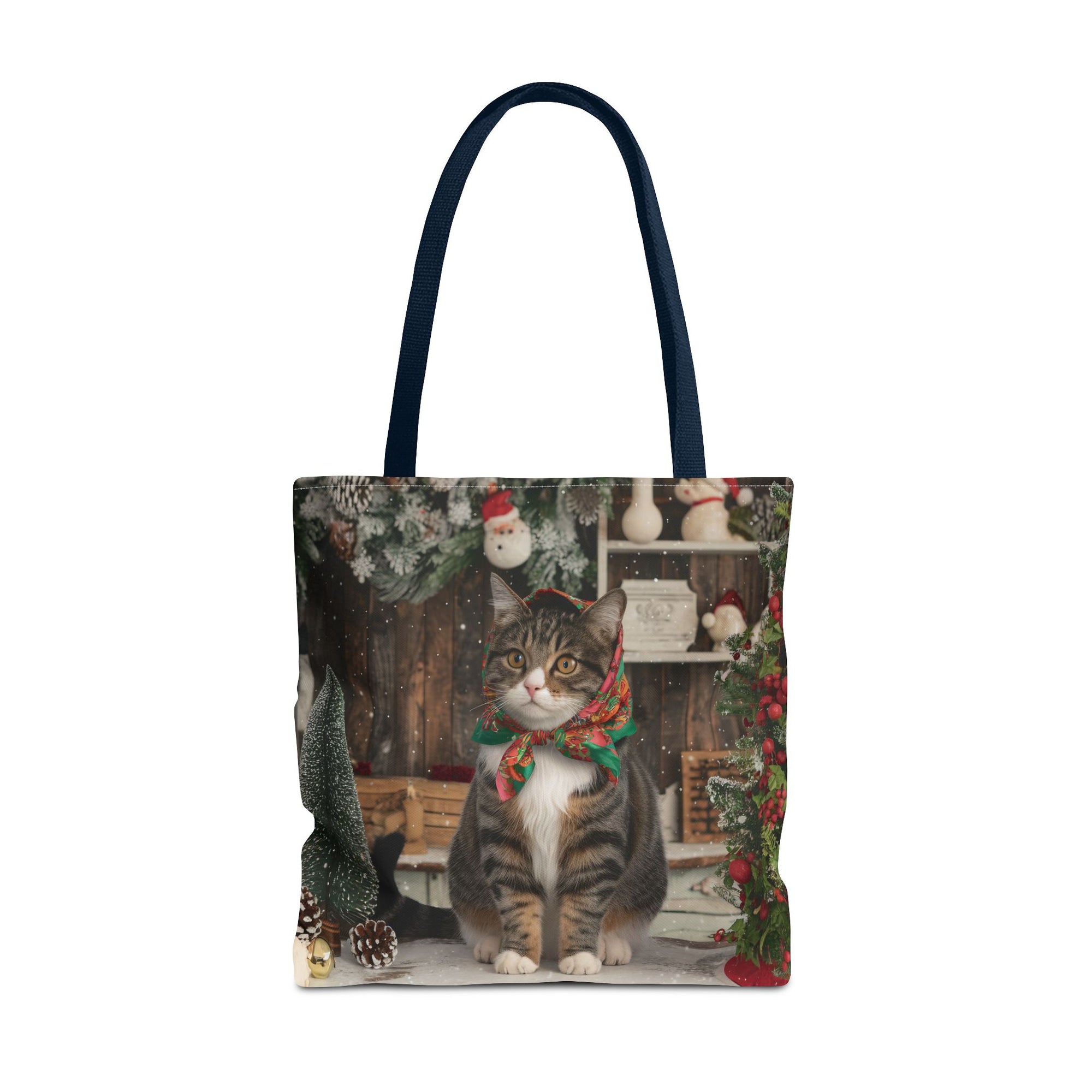 Babushka Cat Holiday Christmas Tote Bag