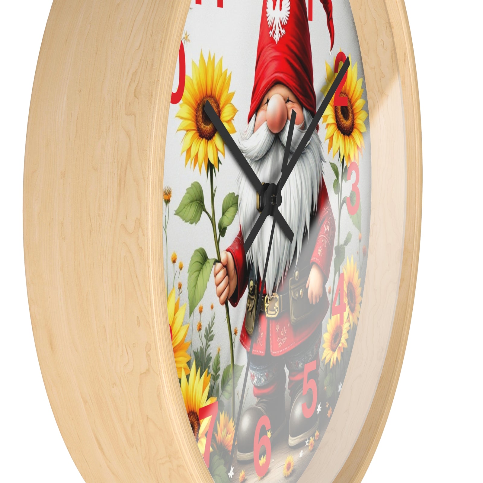 Holiday Sunflower Polish Gnome Wall Clock