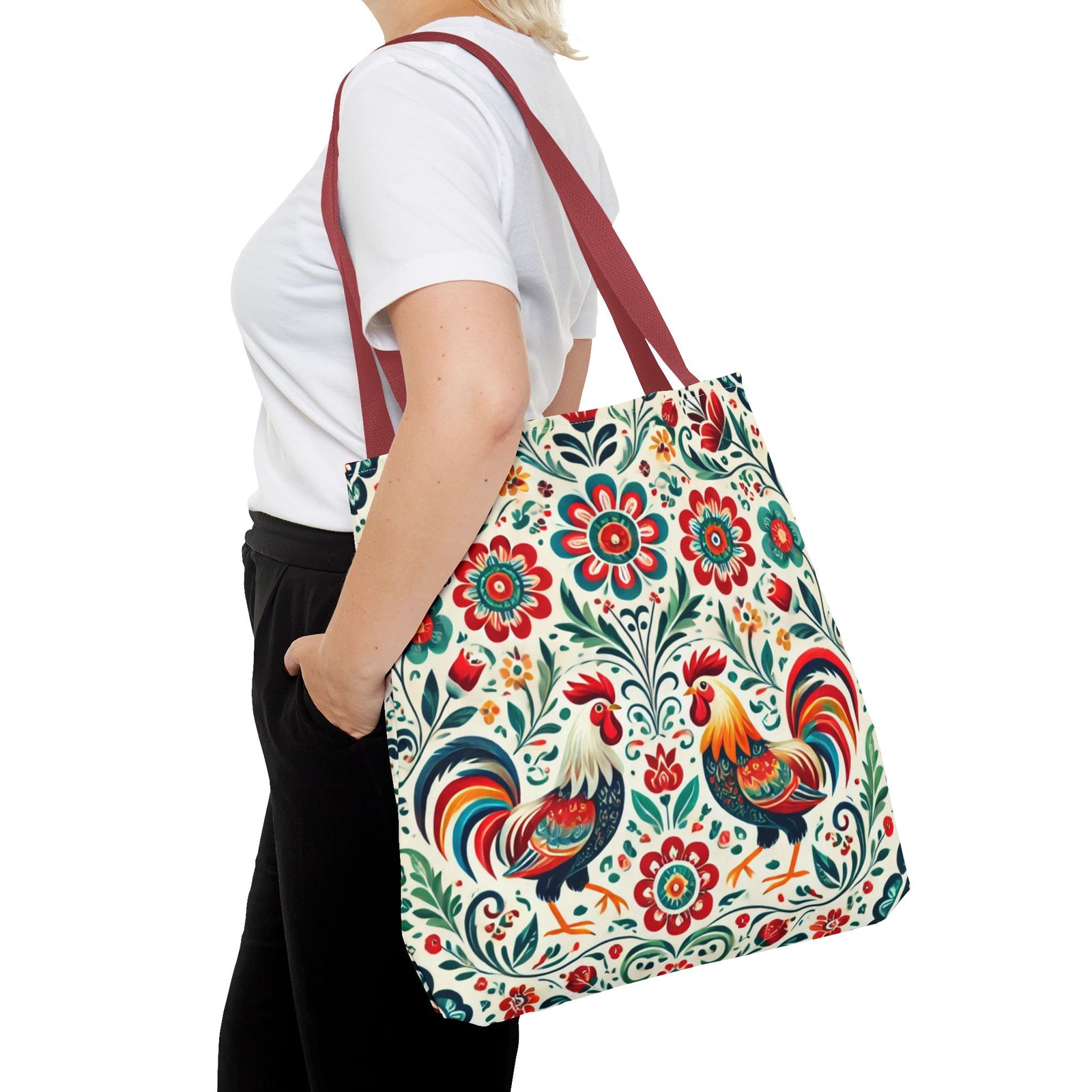 Colorful Polish Wycinanki Floral Design Tote Bag
