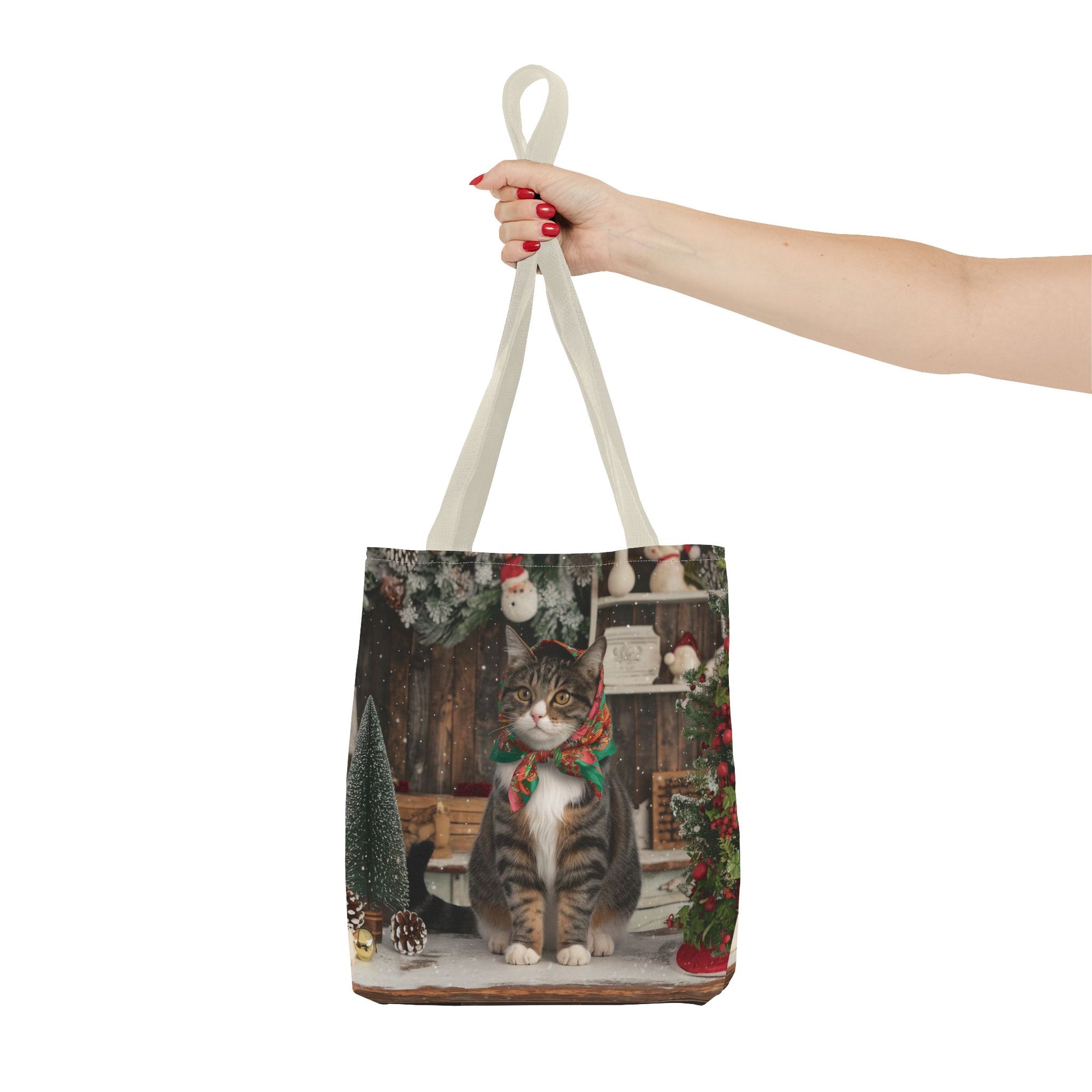Babushka Cat Holiday Christmas Tote Bag