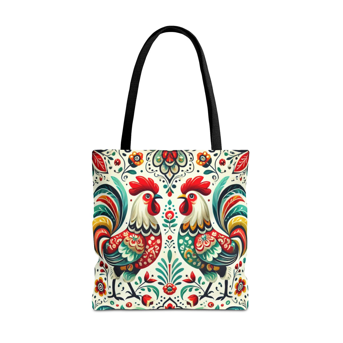 Vibrant Floral Folk Art Chicken Tote Bag