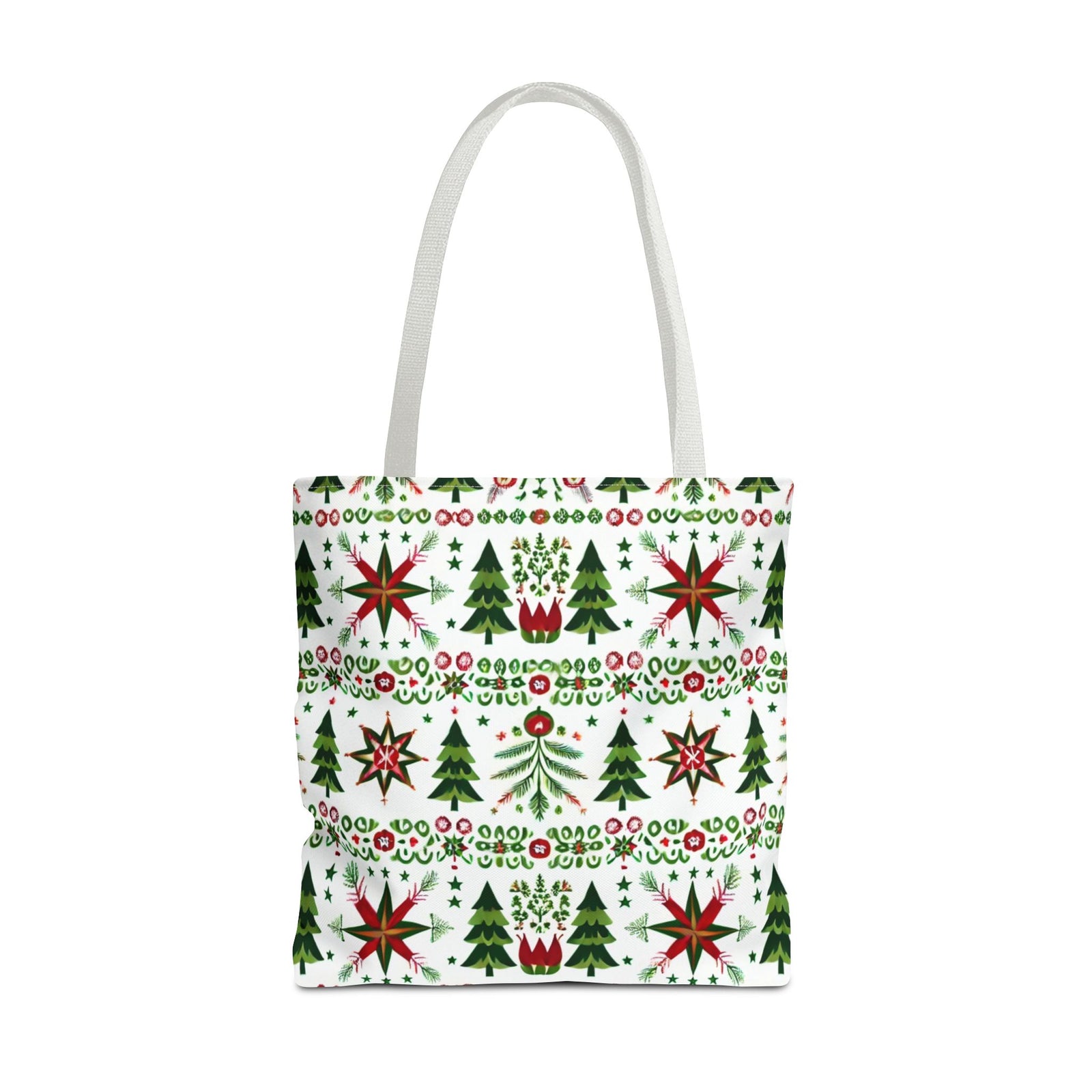 Polish Christmas Folk Art Pattern Stars Pines & Florals Tote Bag