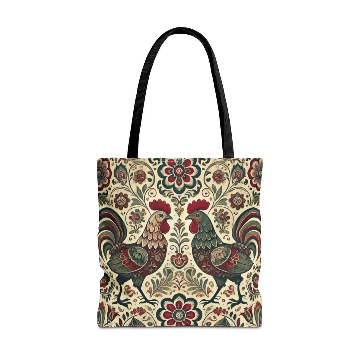 Retro Themed Polish Wycinanki Rooster Pattern Folk Art Tote Bag
