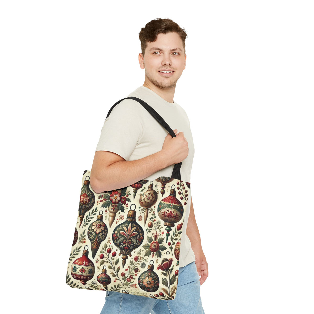 Vintage Christmas Bulbs Festive Holiday Tote Bag