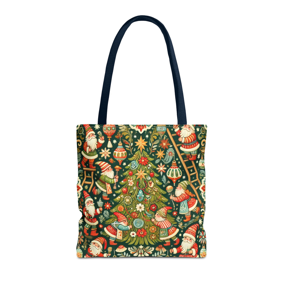 Christmas Gnomes Decorating Tree Holiday Tote Bag