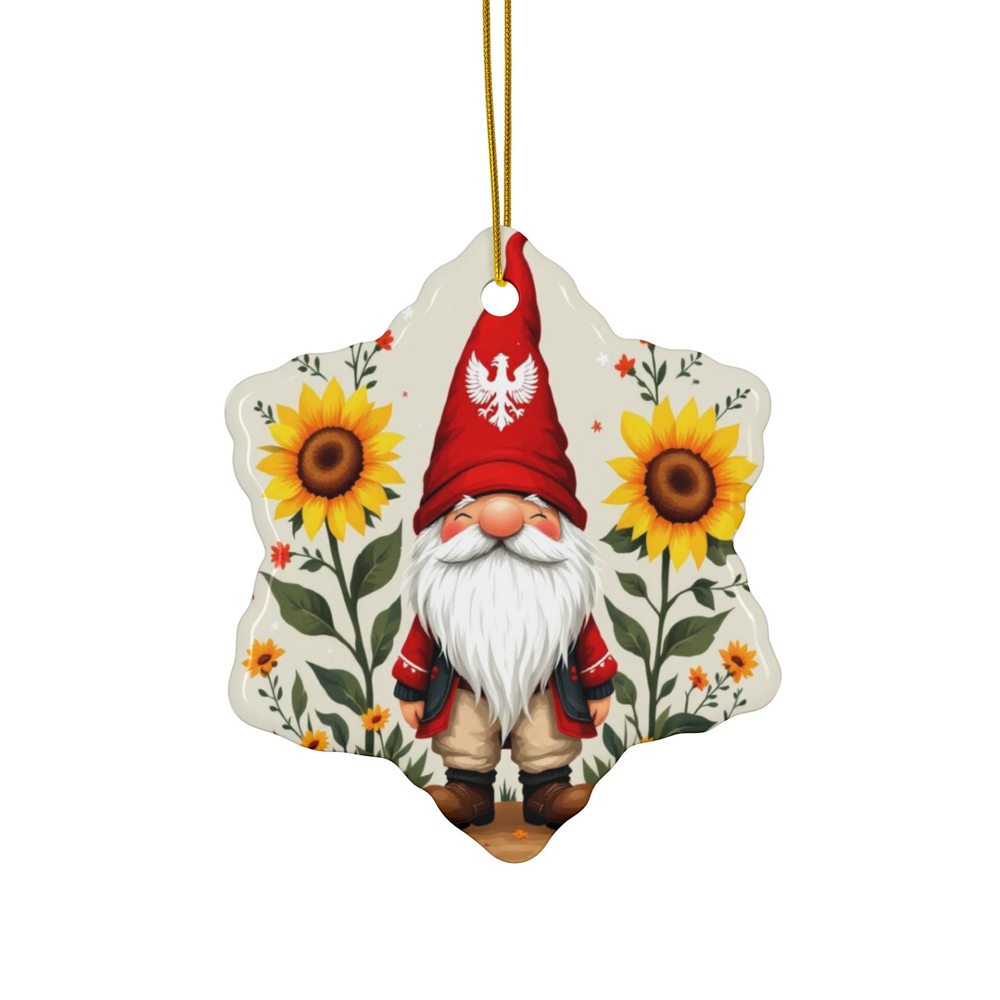Poland Gnome Sunflower Ceramic Ornaments