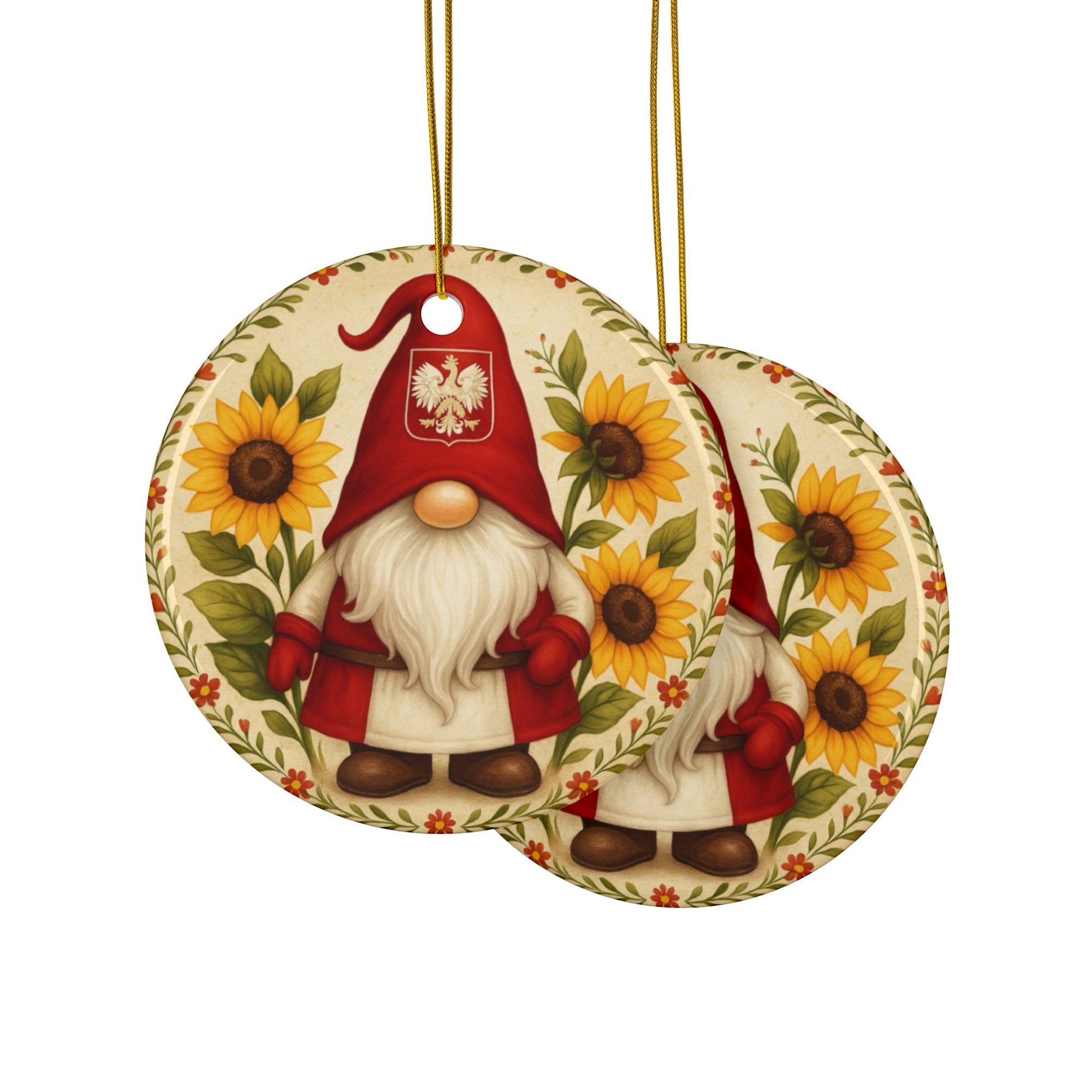 Cute Polish Gnone Ceramic Ornament,  2-Sided Design