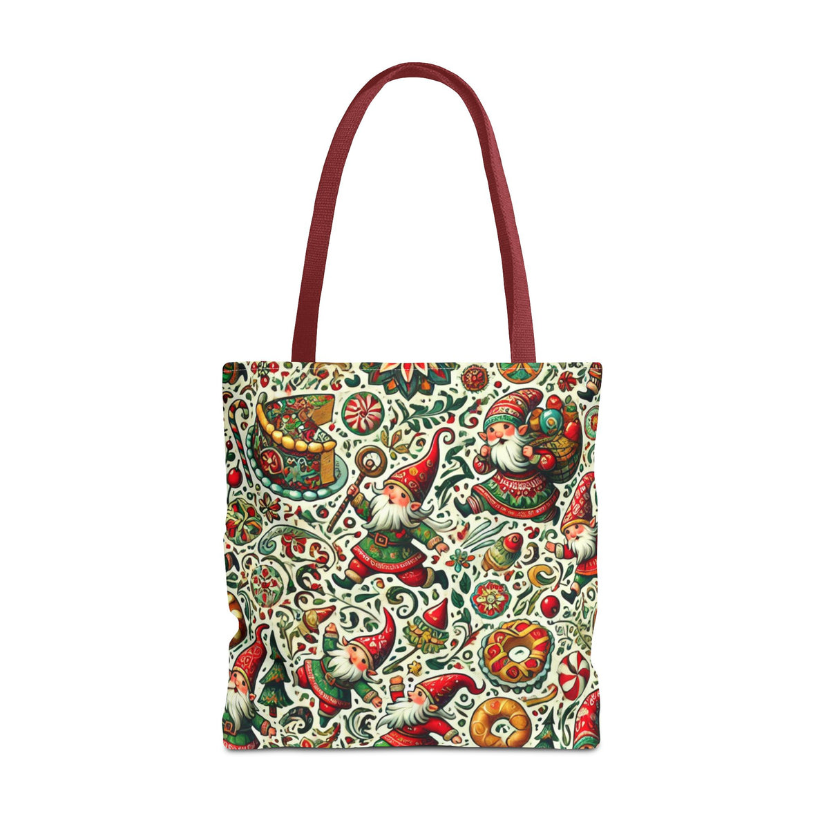 Christmas Gnomes Food Fight Whimsical Holiday Tote Bag