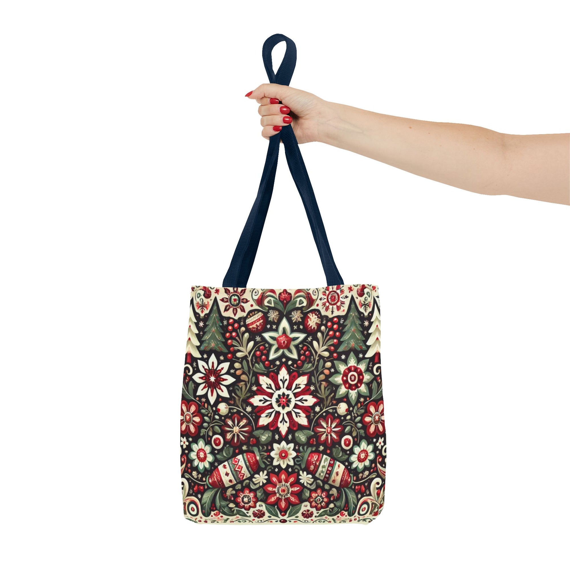 Antique Holiday Retro Christmas Folk Art Tote Bag