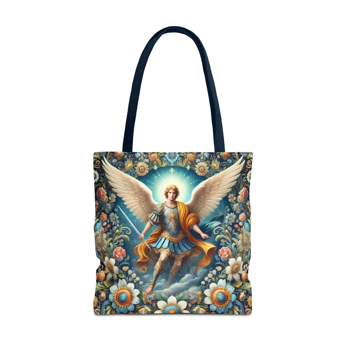 Archangel Michael Floral Tote Bag