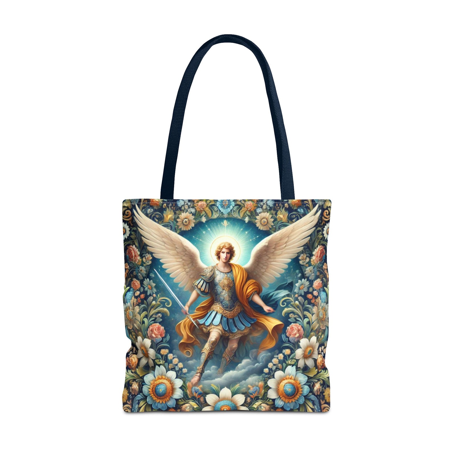 Archangel Michael Floral Tote Bag