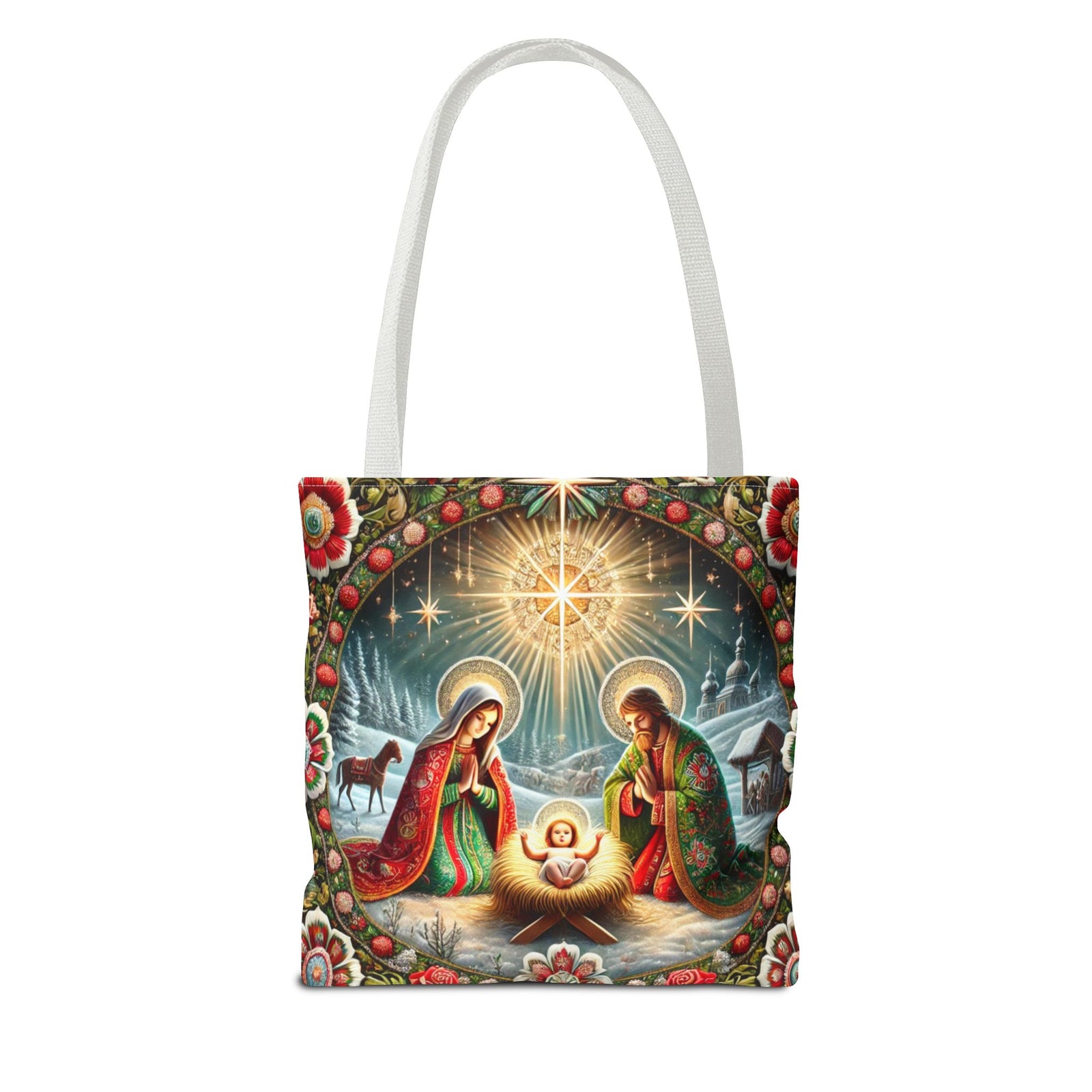 Nativity Scene Holy Family Manger Biblical Artwork Tote Bag