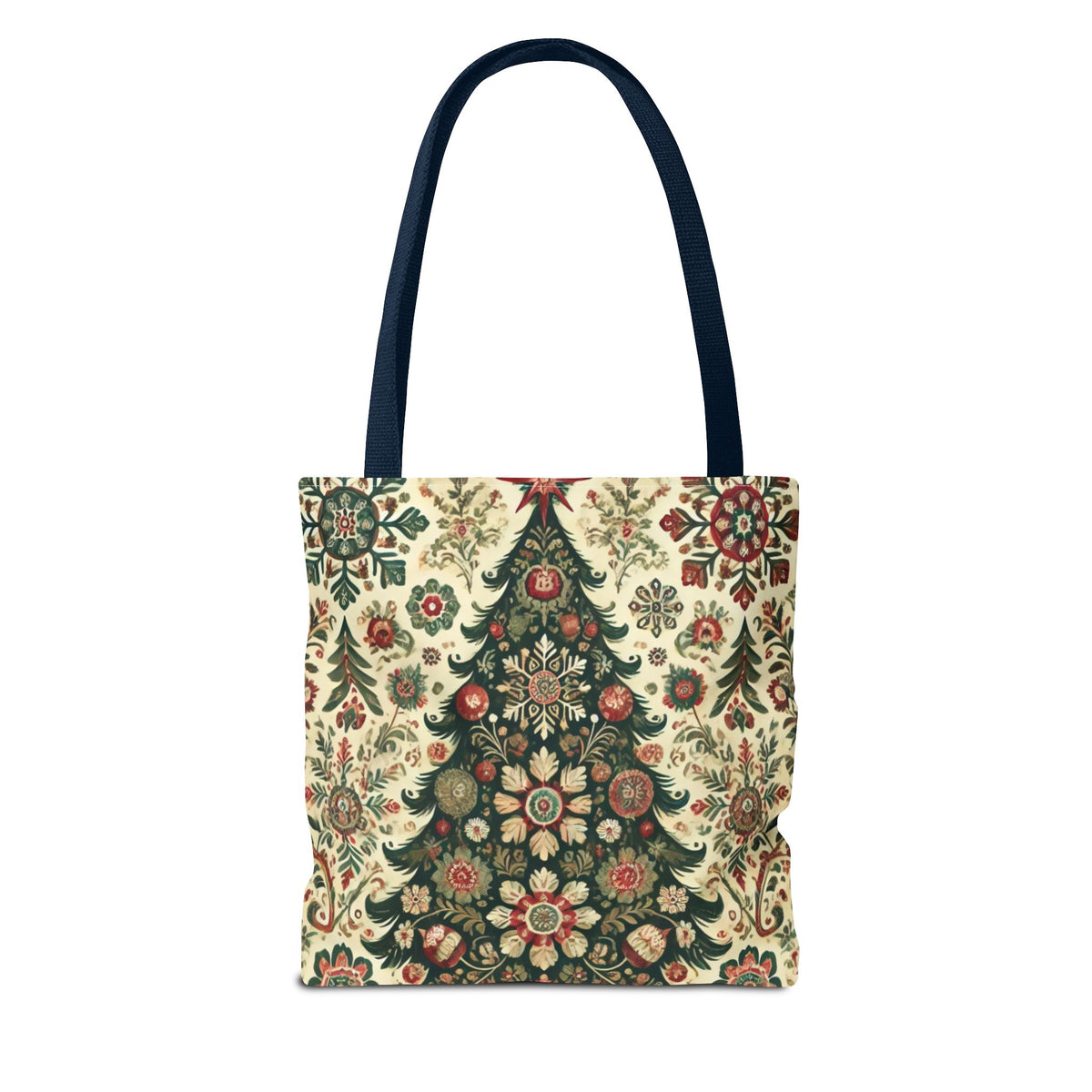 Vintage Christmas Trees Polish Folk Art Pattern Tote Bag