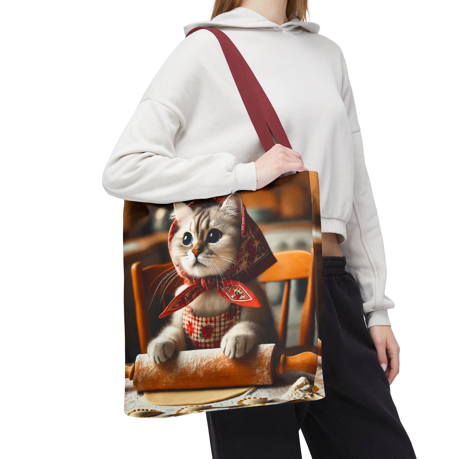 Adorable Polish Cat With Rolling Pin Tote Bag