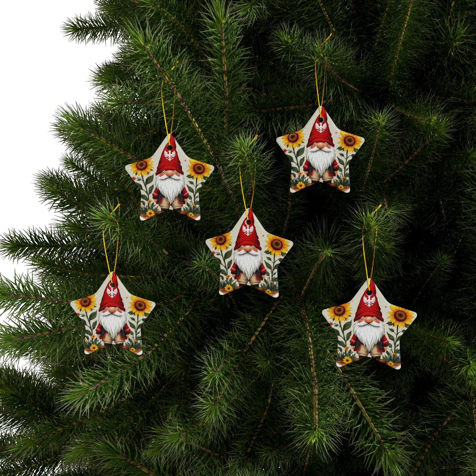 Poland Gnome Sunflower Ceramic Ornaments