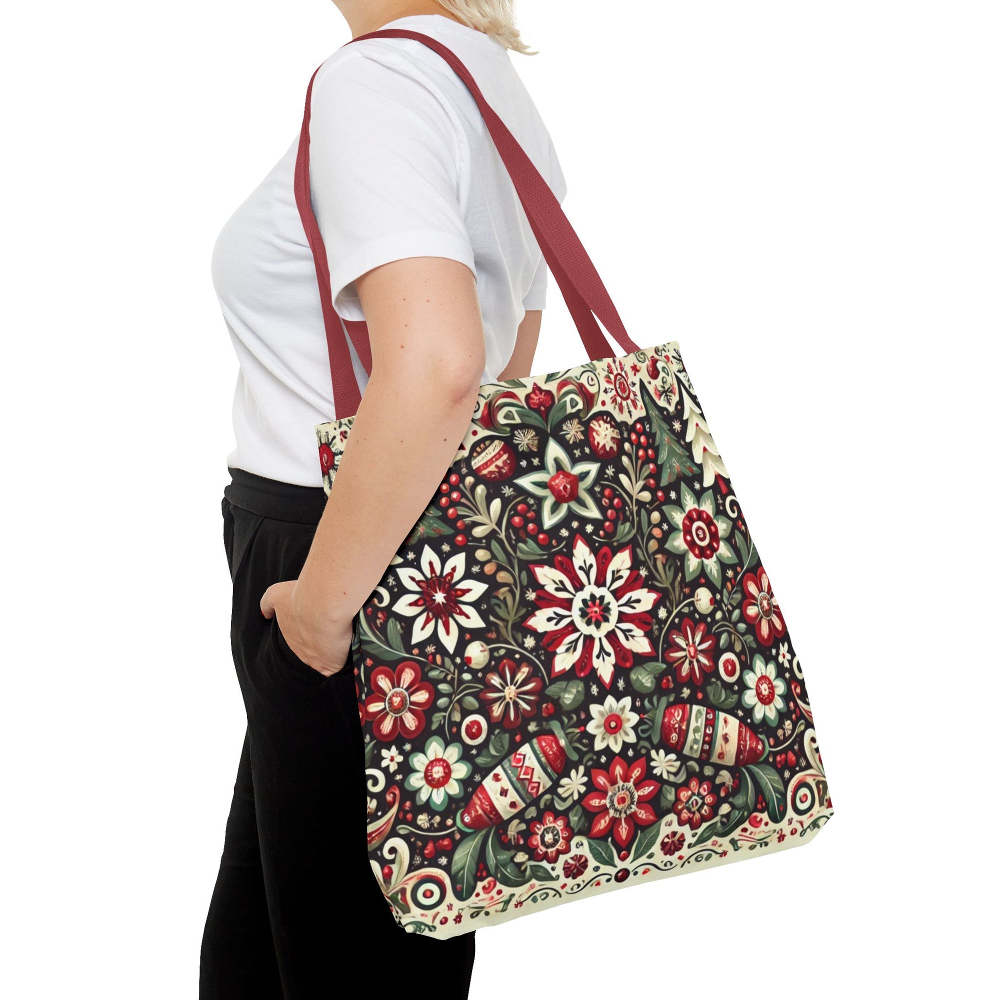 Antique Holiday Retro Christmas Folk Art Tote Bag