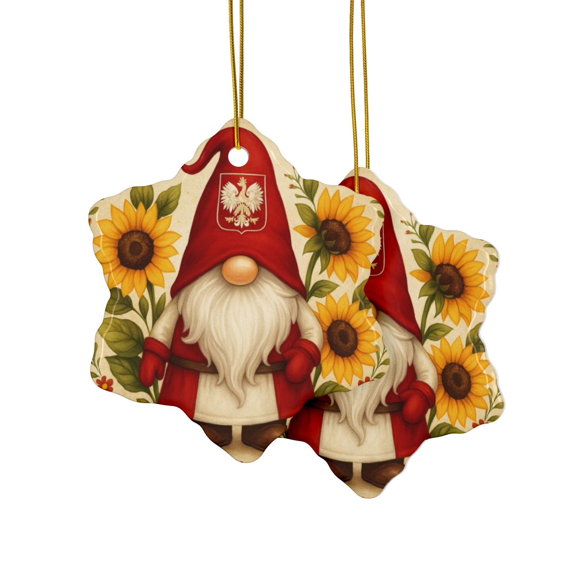 Cute Polish Gnone Ceramic Ornament,  2-Sided Design