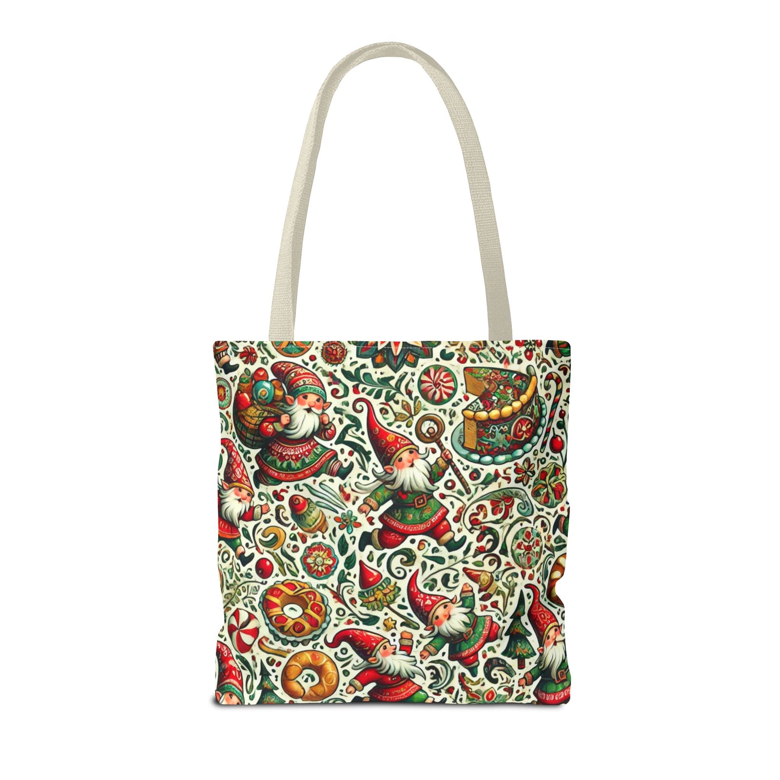 Christmas Gnomes Food Fight Whimsical Holiday Tote Bag