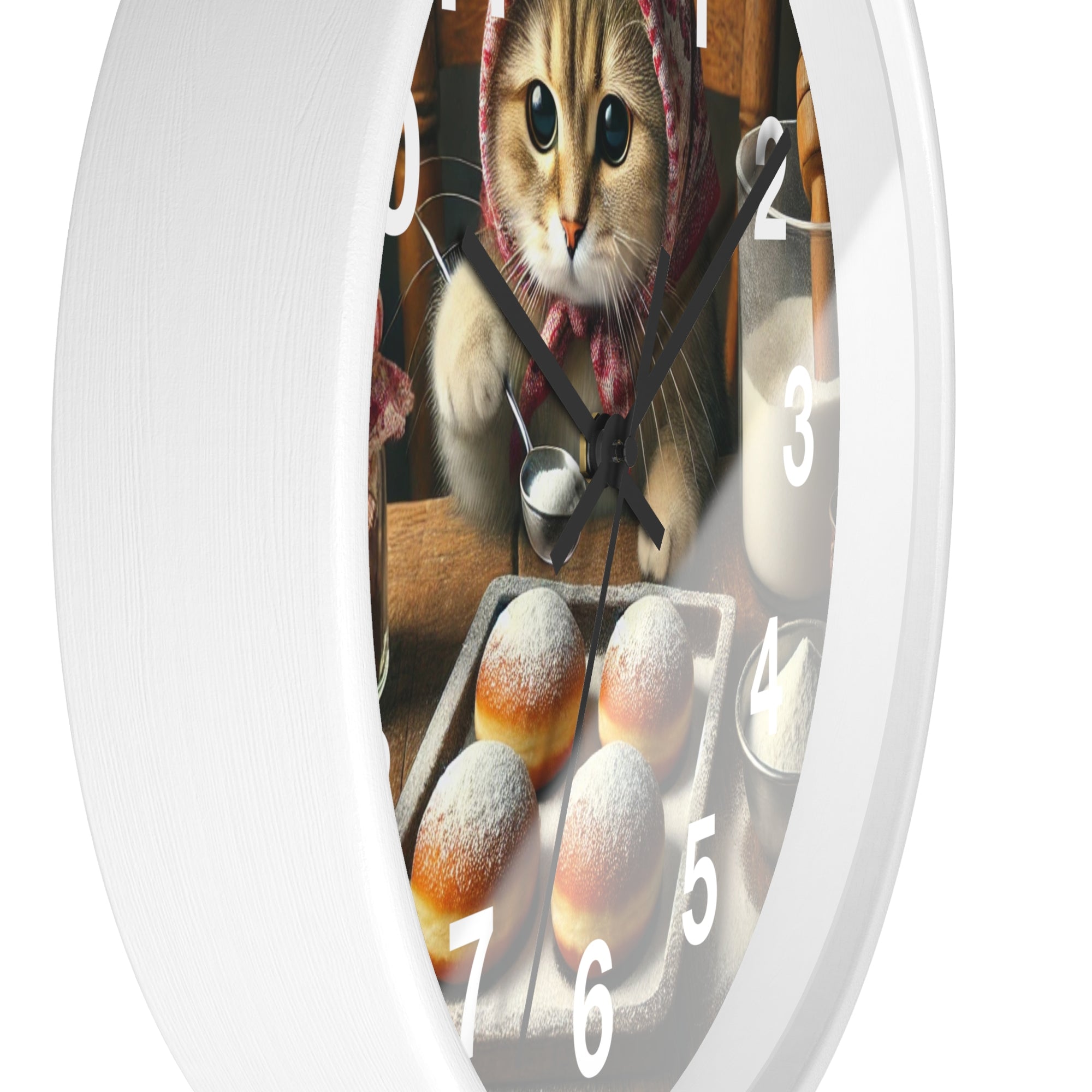Cute Polish Cat Making Paczki Wall Clock